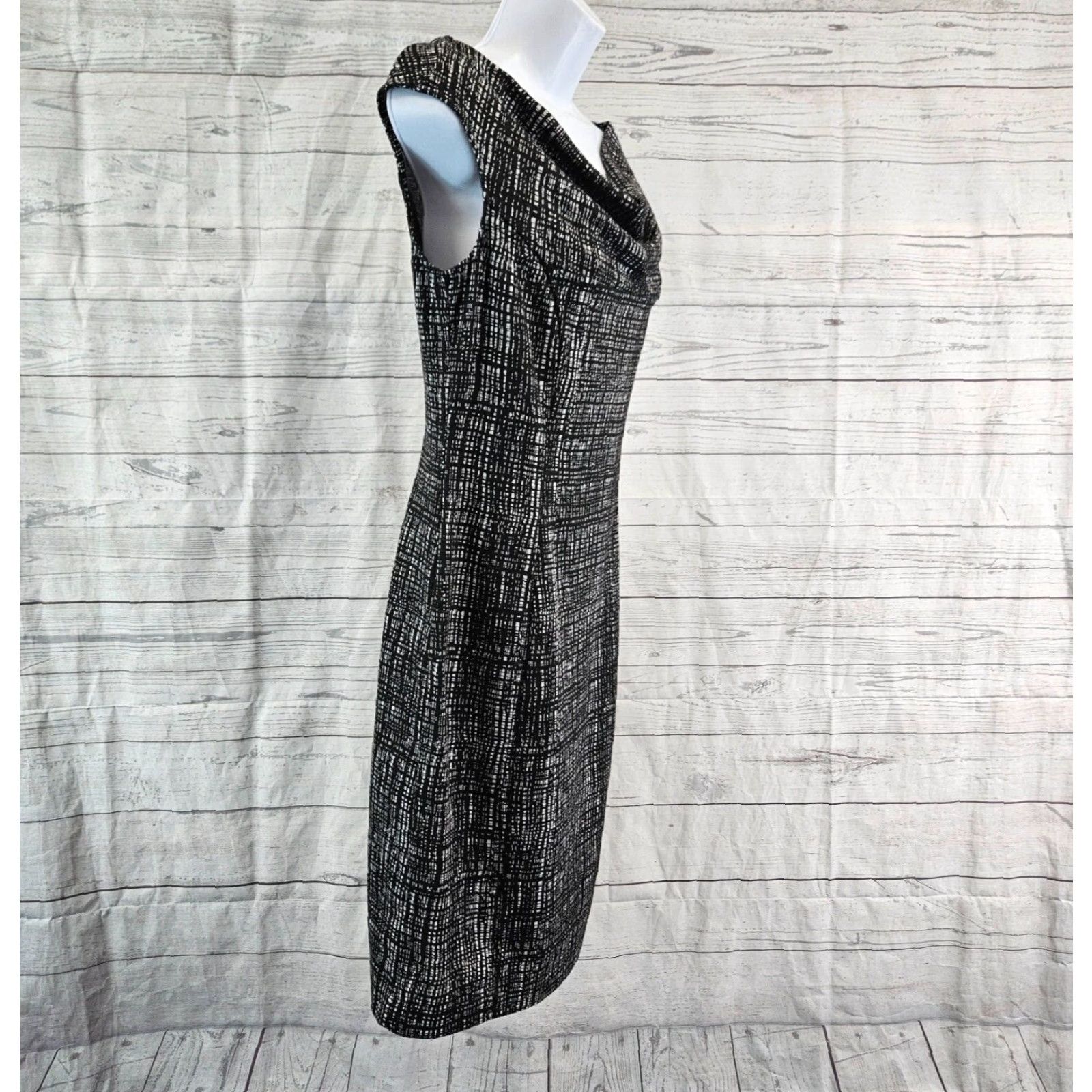 Ann Taylor Ann Taylor Womens Dress Sleeveless Black Draped Neck Size 2 Sheath Short Polyester Blend Womens B. Size XS / US 0-2 / IT 36-38 - 3 Thumbnail