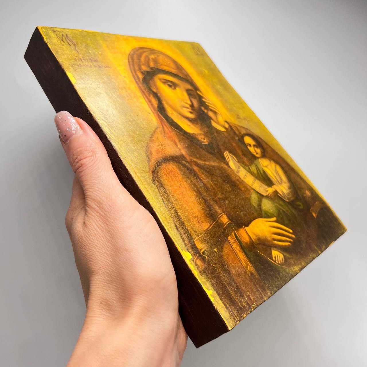 Vintage Vintage Christian Orthodox Icon Mother of God Jesus Wood Size ONE SIZE - 3 Thumbnail