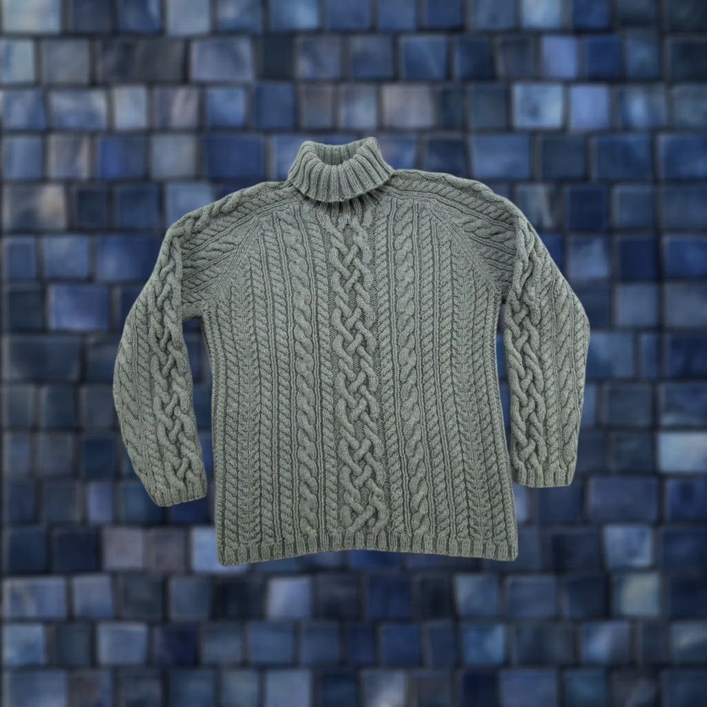 Lands' End VINTAGE Lands' End Green Cable Knit Fisherman Pullover Heavy Sweater Womens SZ S Size S / US 4 / IT 40 - 1 Thumbnail