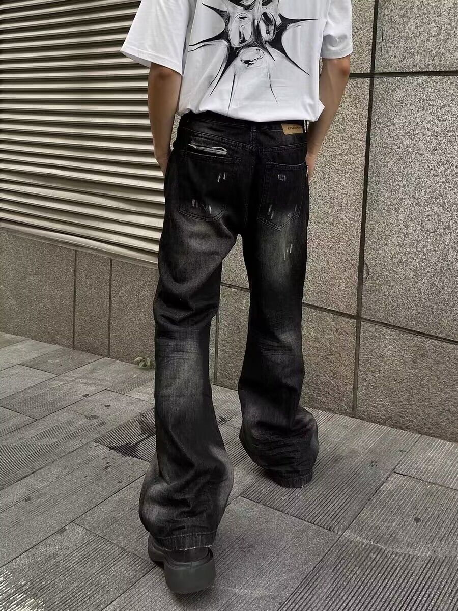 Japanese Brand × Jean Street ripped corrugated pleated micro-flared jeans Size US 34 / EU 50 - 2 Thumbnail