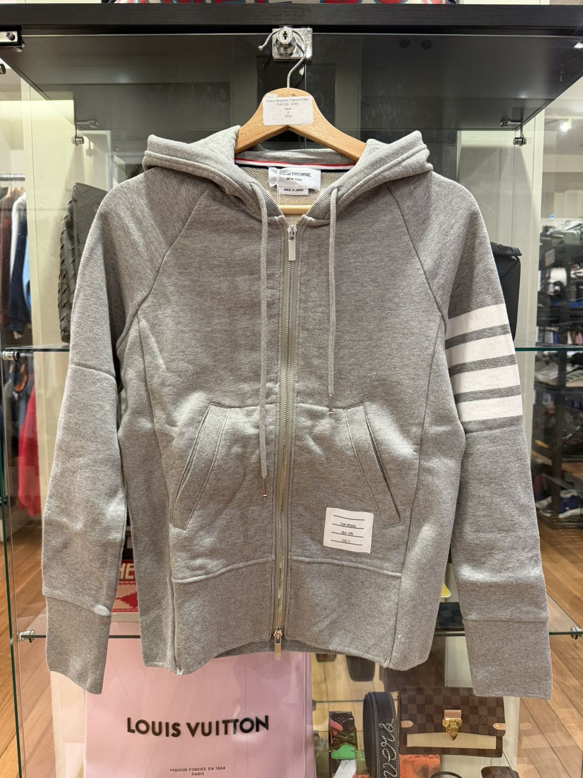 Thom Browne Thom Browne Classic 4 Bar Full Zip Up Hoodie - Grey Size US XS / EU 42 / 0 - 1 Thumbnail