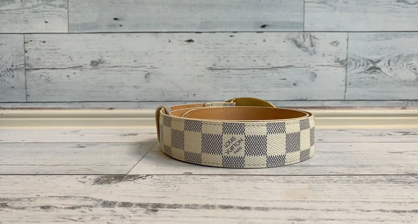 Louis Vuitton Louis Vuitton Damier Azur Canvas Leather Voyage Belt Size 28 - 6 Thumbnail