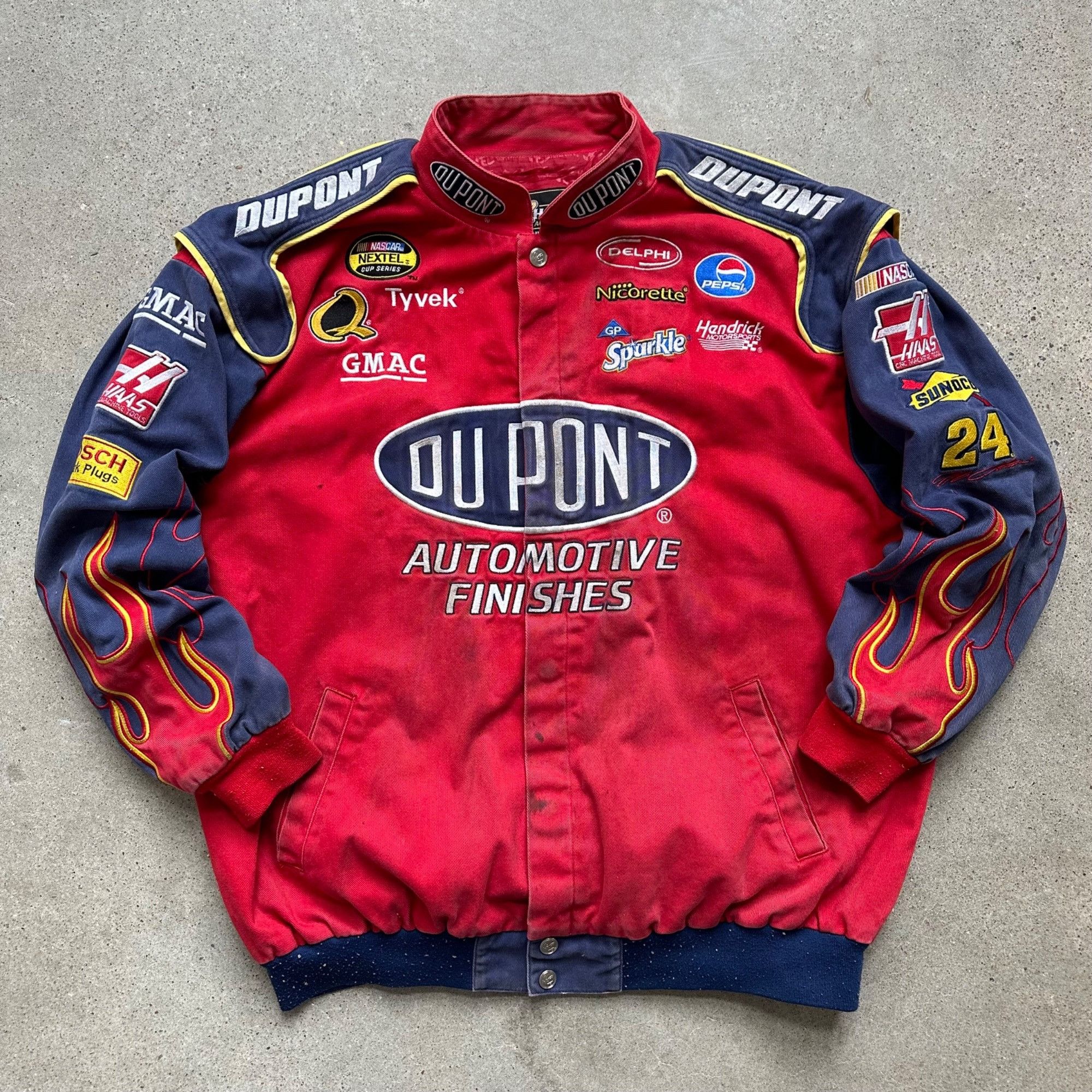 image of Chase Authentics x Nascar Vintage Dupont Flame Chase Authentic Nascar Jacket in Red, Men's (Size XL