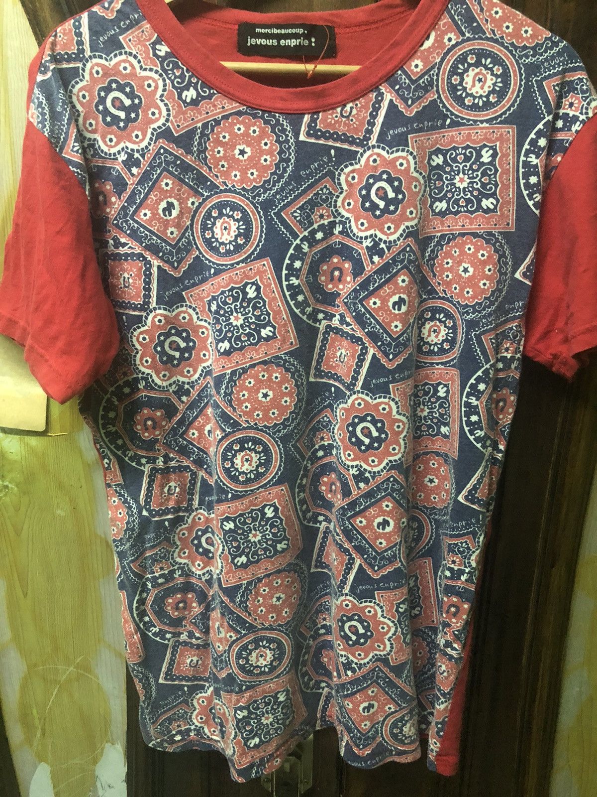 mercibeaucoup Vintage Mercibeaucoup Jevous Enprie Shirt Red Te Size US S / EU 44-46 / 1 - 2 Thumbnail