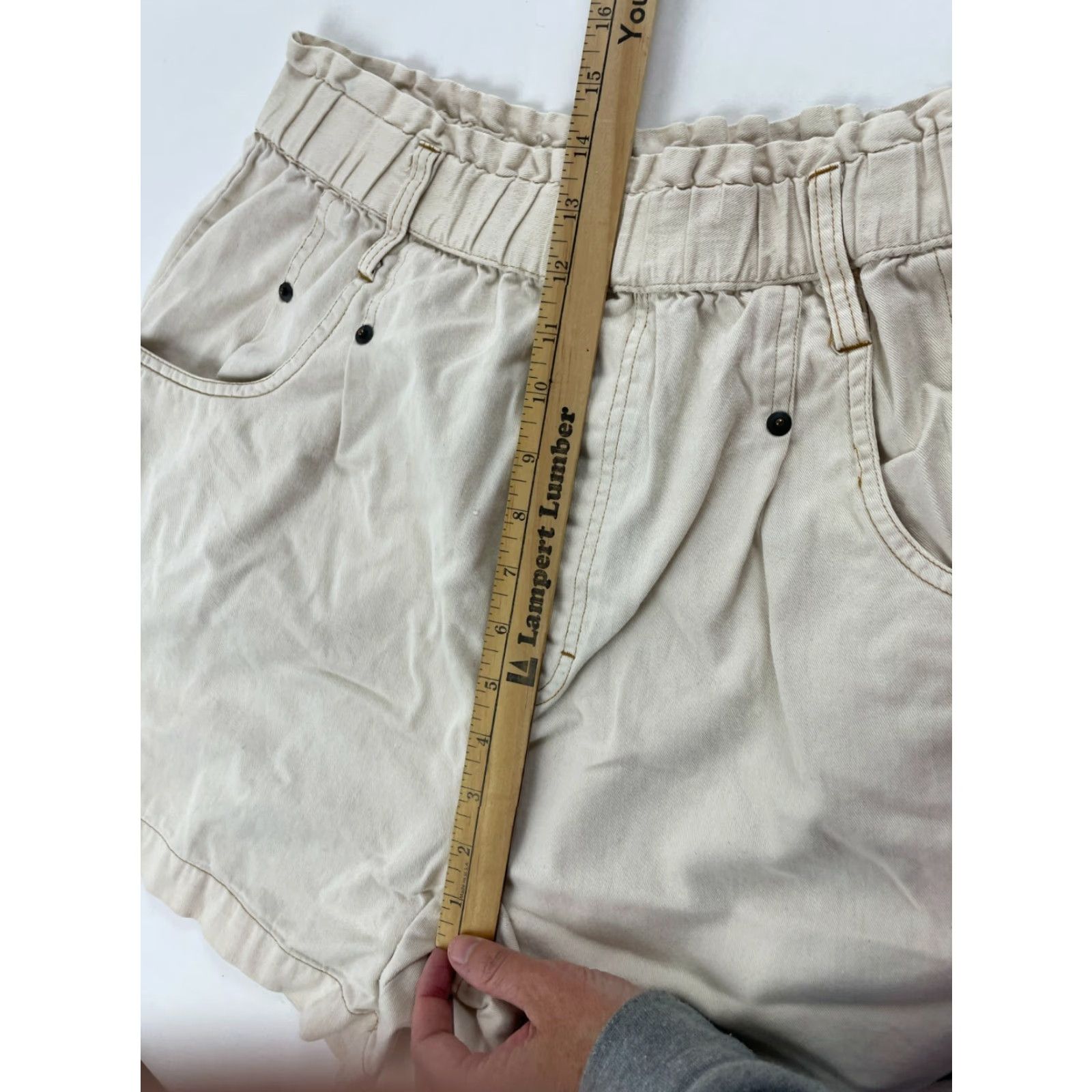 New Republic Republic Shorts Women's Large Tan Vintage Denim High Rise Pull on 100% Cotton Chino Casual Size 28" / US 6 / IT 42 - 4 Thumbnail