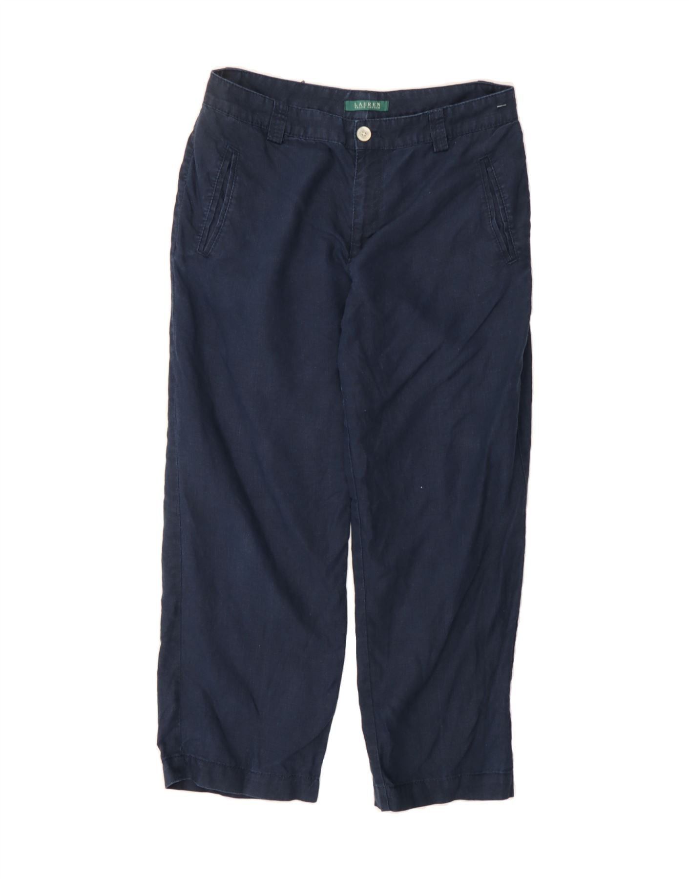 Ralph Lauren Womens Cropped Trousers US 10 Large W32 L26 Navy Blue Size 28" / US 6 / IT 42 - 1 Thumbnail