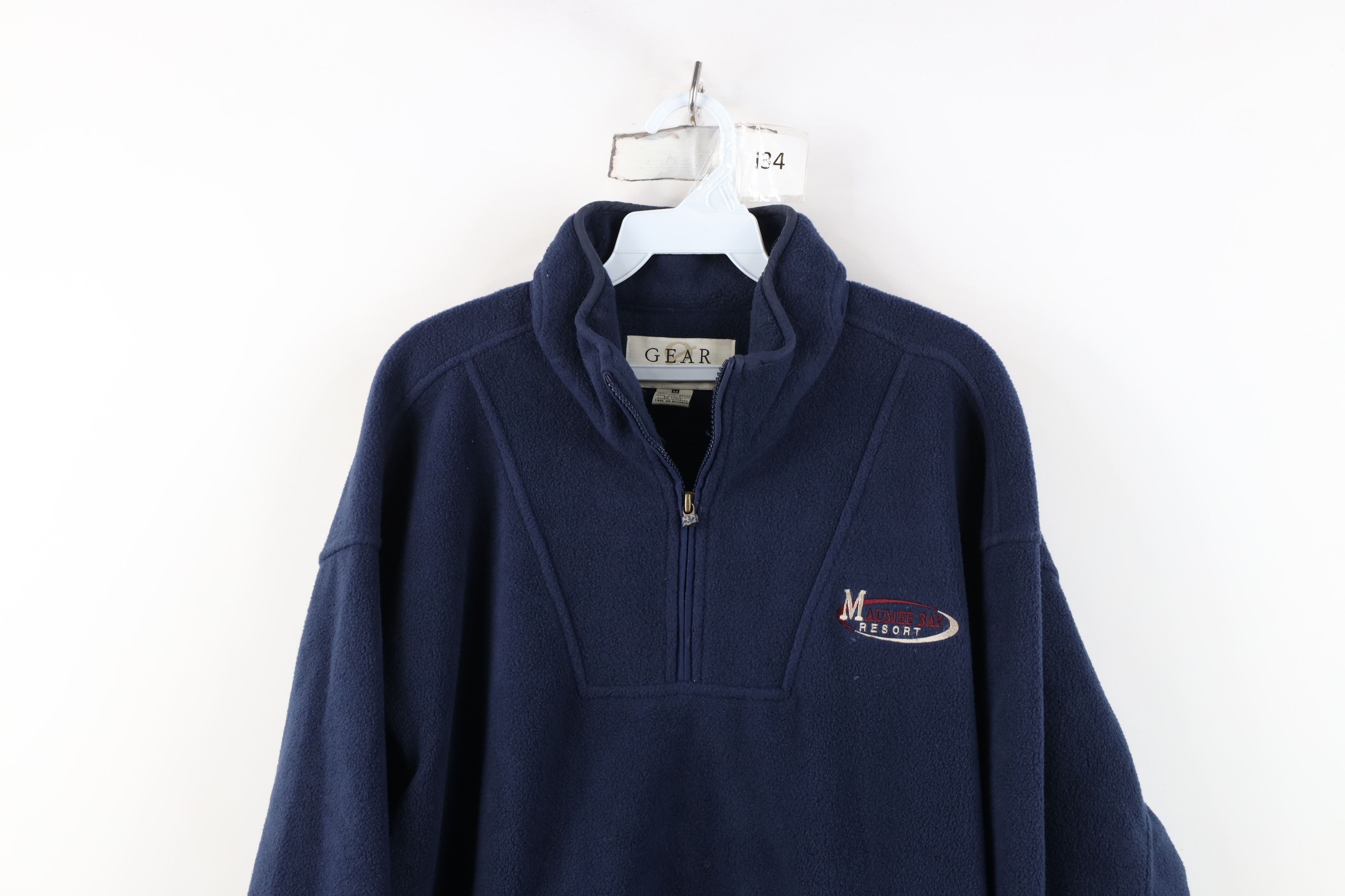 Vintage Vintage 90s Bay Resort Half Zip Fleece Sweater Navy Blue Size US M / EU 48-50 / 2 - 2 Thumbnail