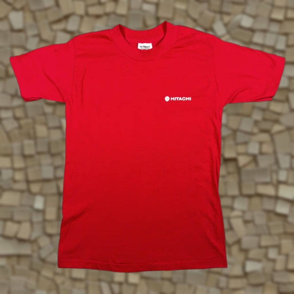 Vintage VINTAGE Hitachi Shirt Adult XS Red 80s Cotton Polyester Blend Crew Neck Short Sleeve Mens Size US XS / EU 42 / 0 - 1 Thumbnail