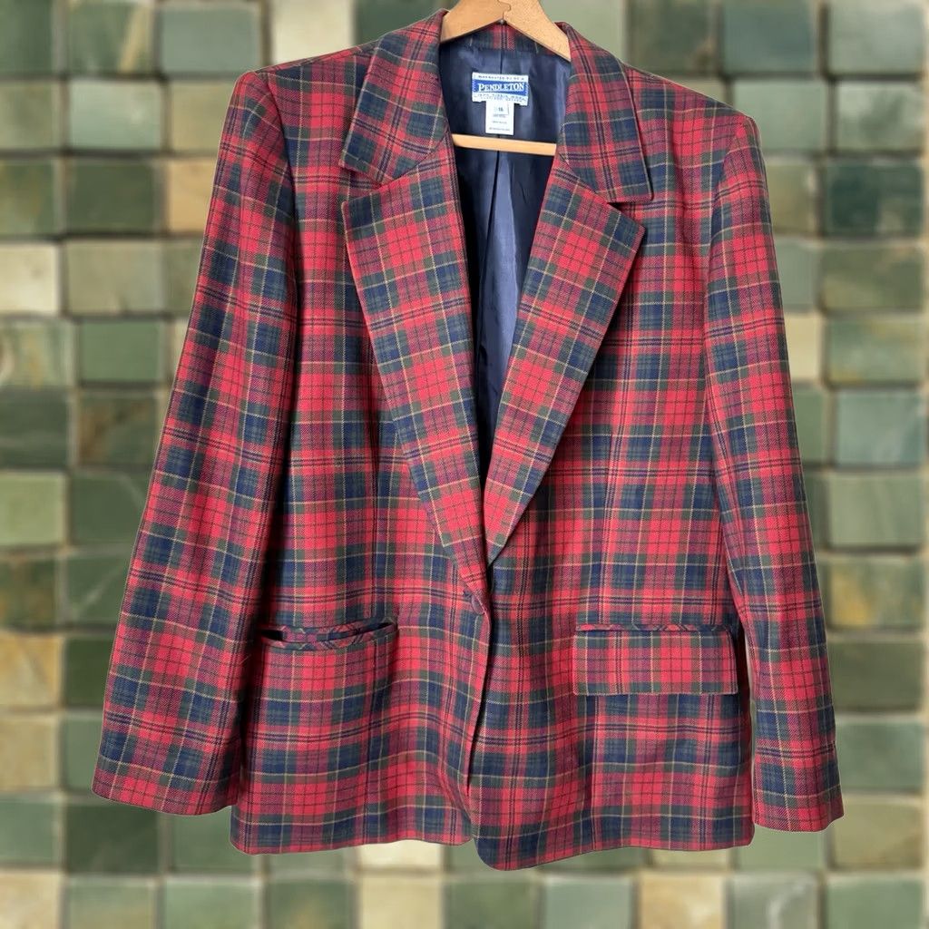 Pendleton VTG Pendleton Blazer Jacket Womens Size 16 Red/Blue/Green Plaid Wool 90s USA Size XXL / US 16-18 / IT 52-54 - 1 Thumbnail