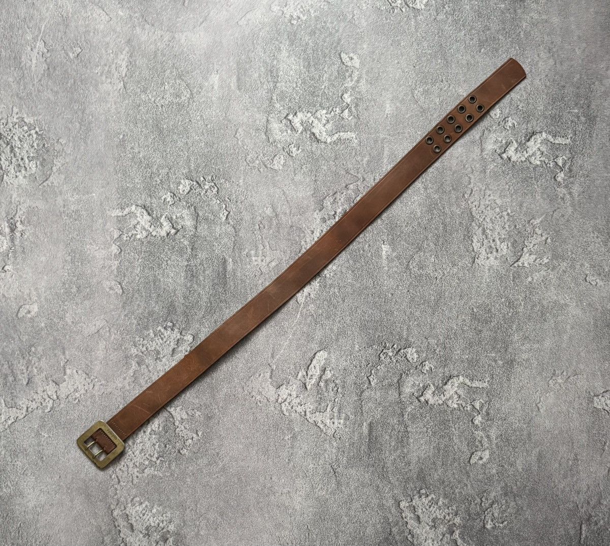 Diesel × Diesel Black Gold Diesel 100cm vintage brown leather belt biker Size ONE SIZE - 3 Thumbnail