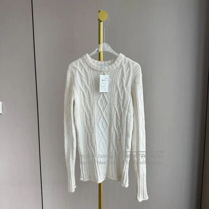 Thom Browne Cream Cable Knit Sweater .