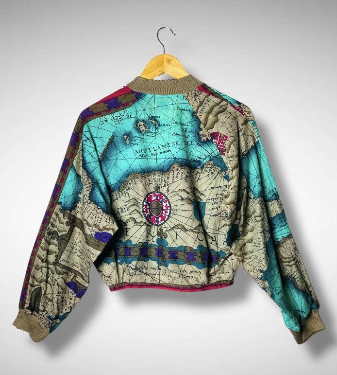 FunSet of Art 80s Paninaro Map Print Cropped Bomber Jacket-Martin Epsilon Size L / US 10 / IT 46 - 2 Thumbnail