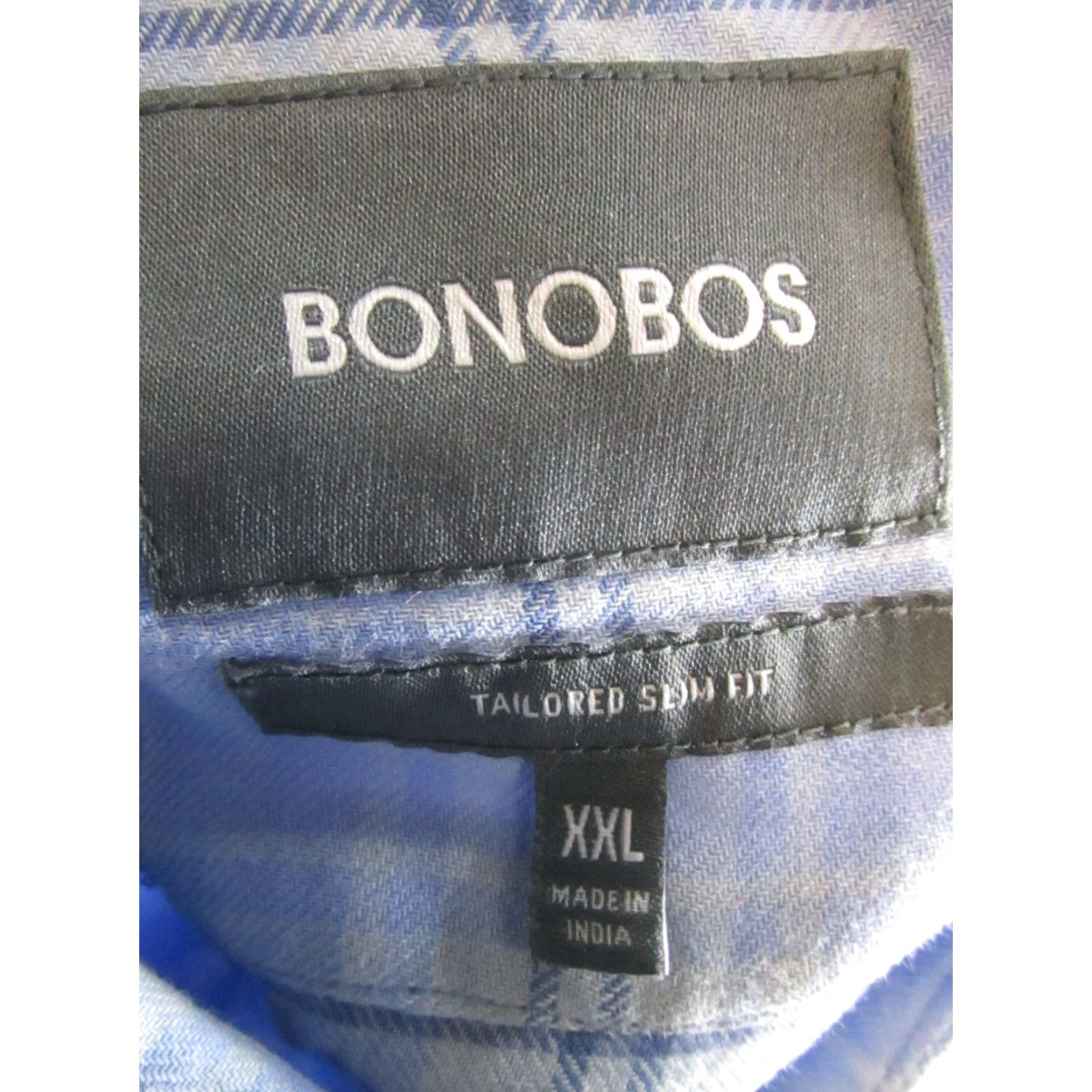 Bonobos Bonobos Shirt Mens 2XL Blue Cotton Button-Up Plaid Slim Knit Long Sleeve Collared Button-Down Size US XXL / EU 58 / 5 - 3 Thumbnail