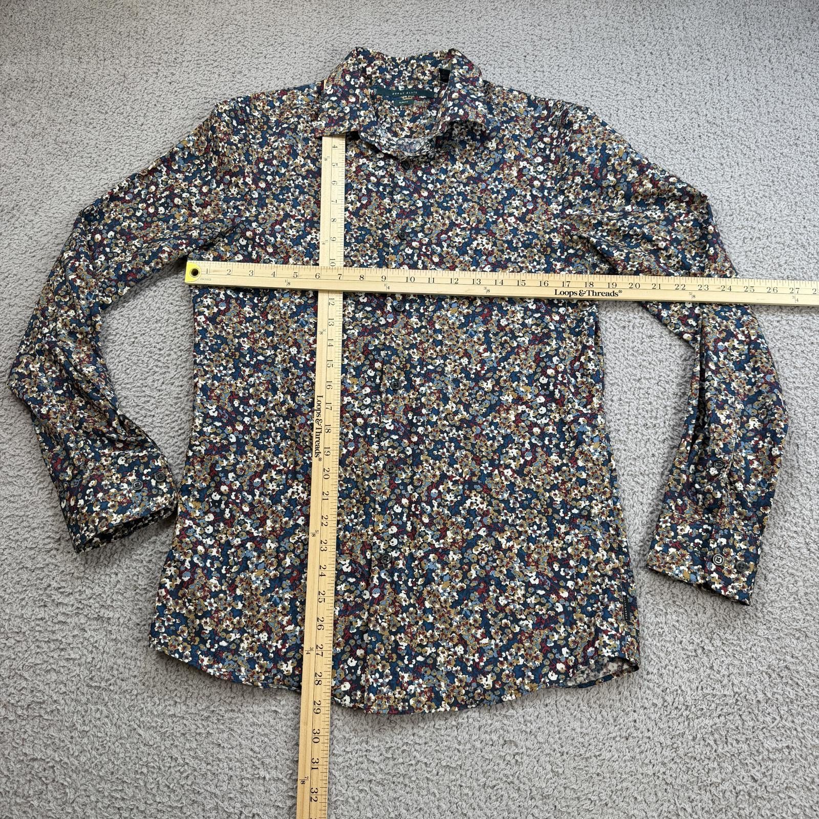 Perry Ellis Perry Ellis Slim Fit Floral Button Up Shirt Mens S Blue Size US S / EU 44-46 / 1 - 3 Thumbnail