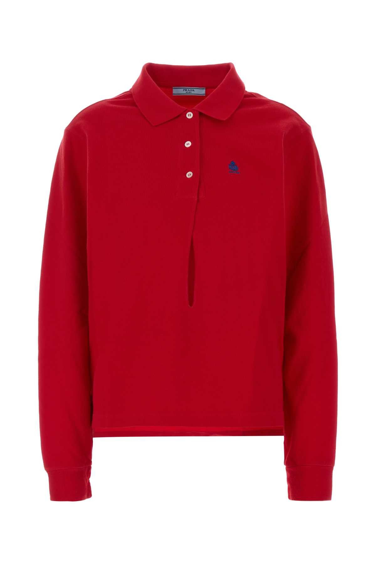 Prada Red Piquet Polo Shirt Size S / US 4 / IT 40 - 1 Thumbnail