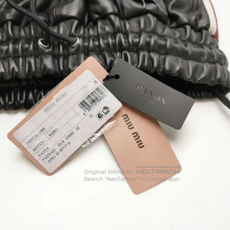 Miu Miu Miu Miu Black Lambskin Embroidered Logo Casual Pants . Size 23" - 5 Thumbnail