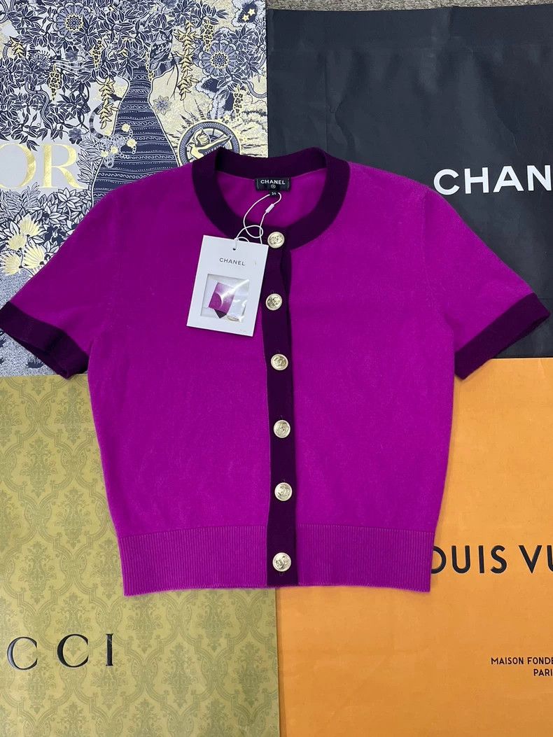 chanel 20A colour block cashmere knitted short sleeves