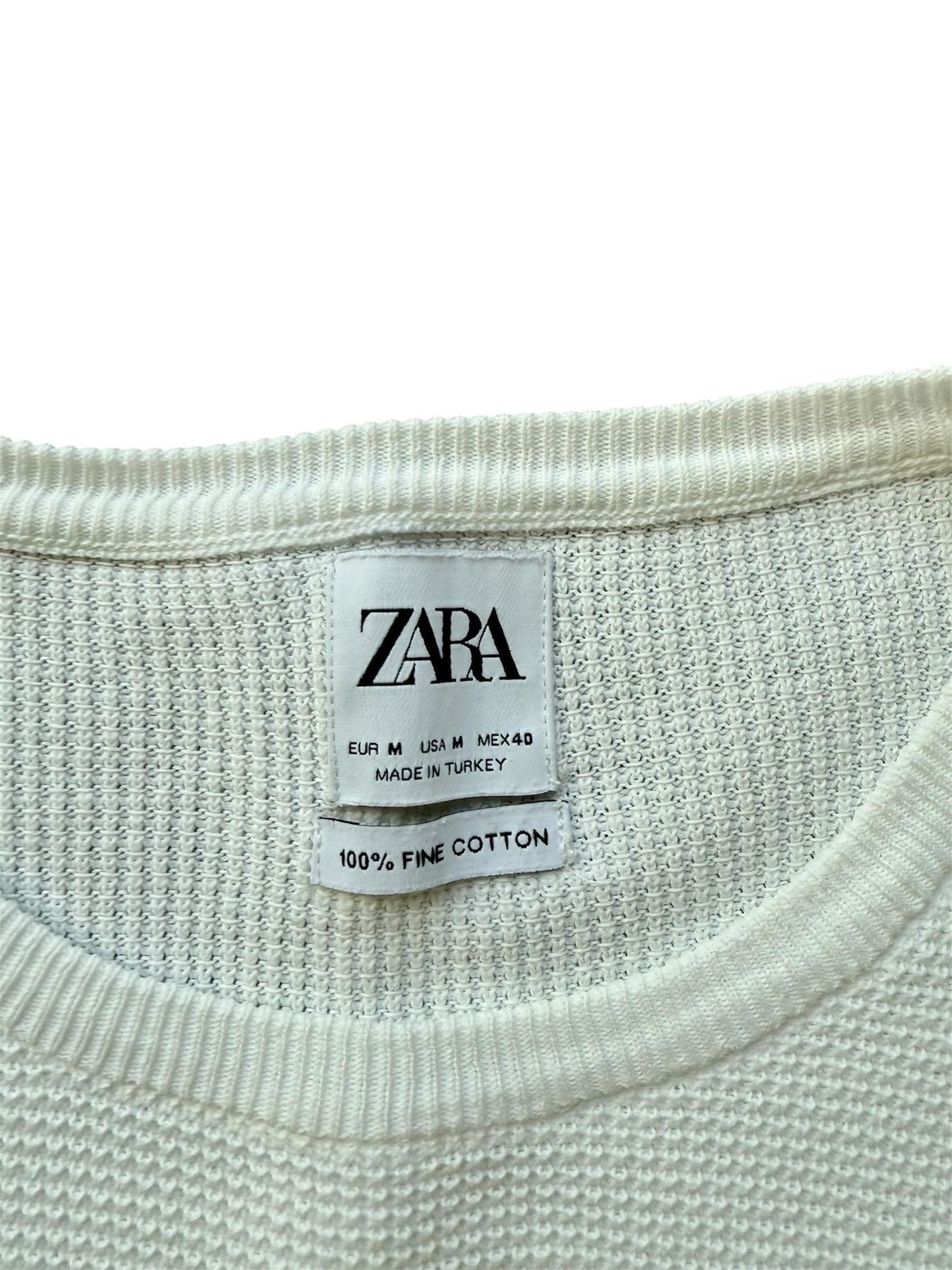 Zara Zara Man Crewneck Waffle Sweater, Beige - Size M Size US M / EU 48-50 / 2 - 2 Thumbnail
