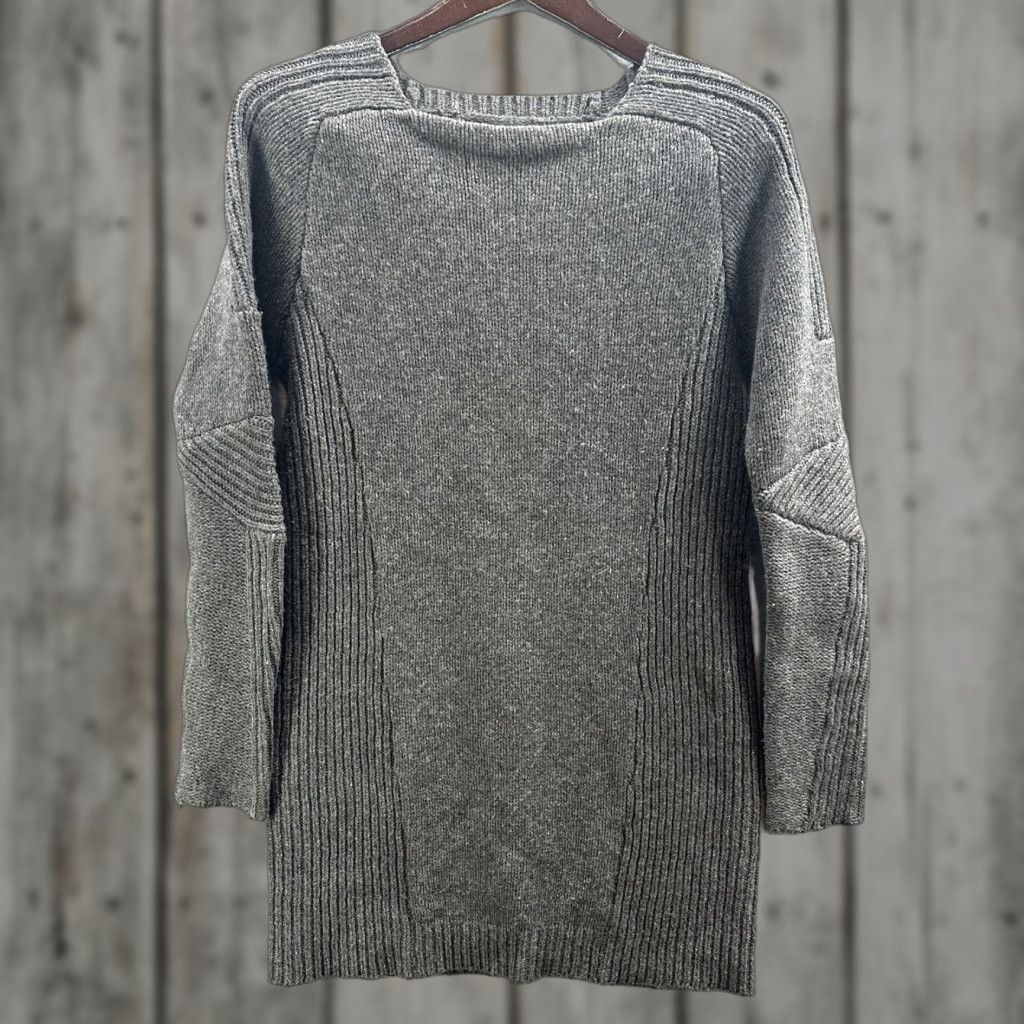 Allsaints AllSaints Sweater Dress Women XS Gray Knit Ribbed Square Neck Pullover Short Solid Vintage: No Size XS / US 0-2 / IT 36-38 - 1 Thumbnail