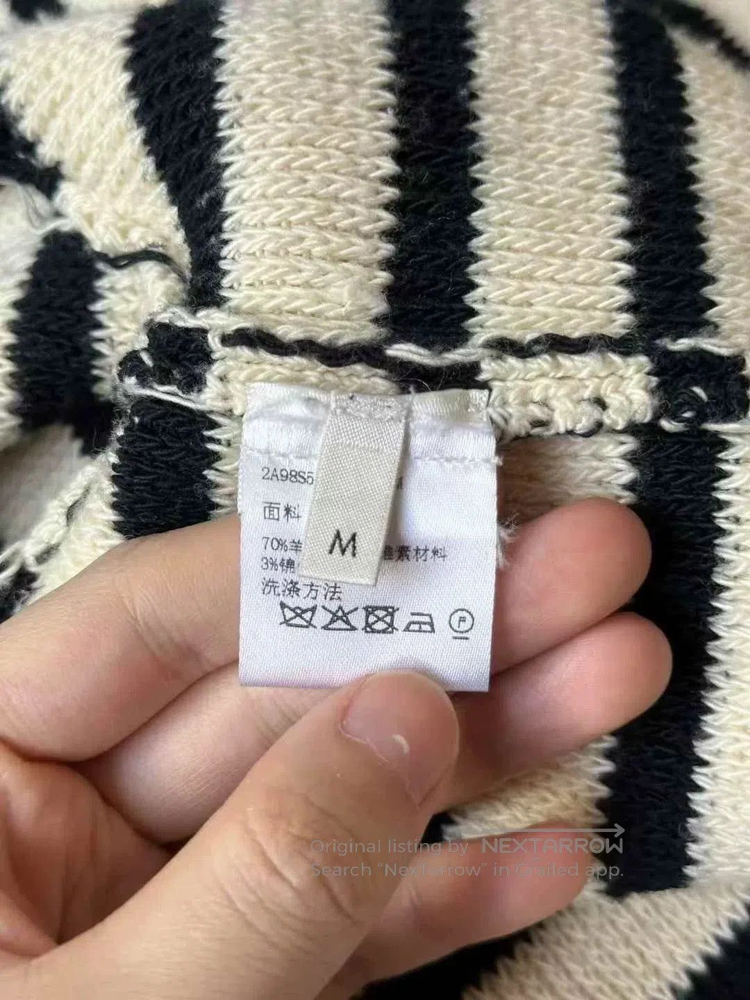 Celine celine black and white striped wool coat. Size M / US 6-8 / IT 42-44 - 4 Thumbnail