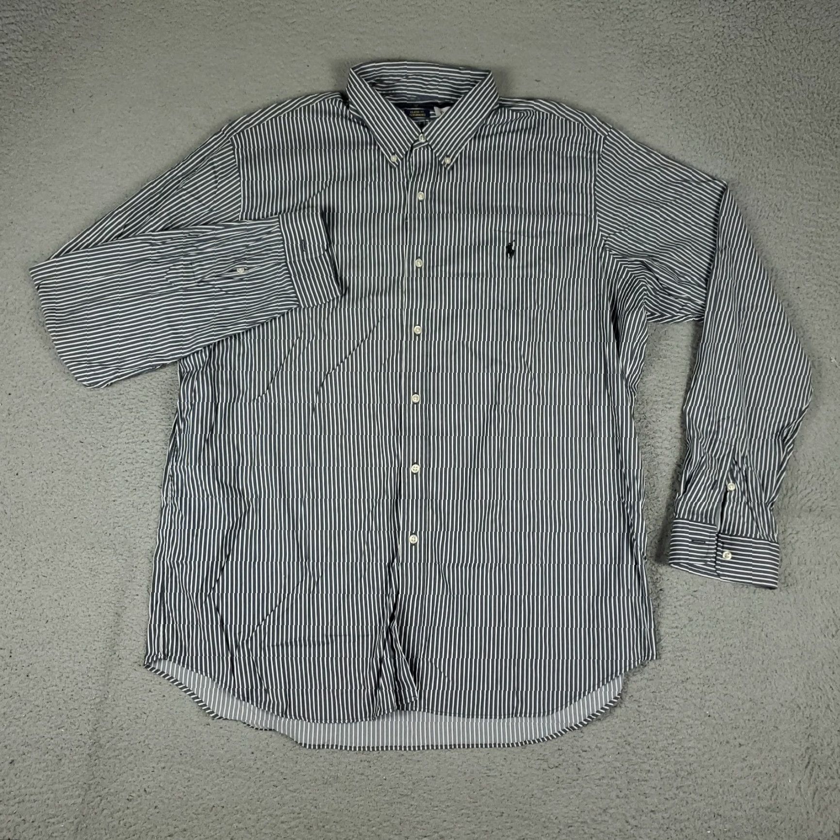 Ralph Lauren Ralph Lauren Shirt Mens 2XL Blue Nylon Striped Button-Up Pony Logo Collared Long Sleeve Button-Down Vintage? Size US XXL / EU 58 / 5 - 3 Thumbnail