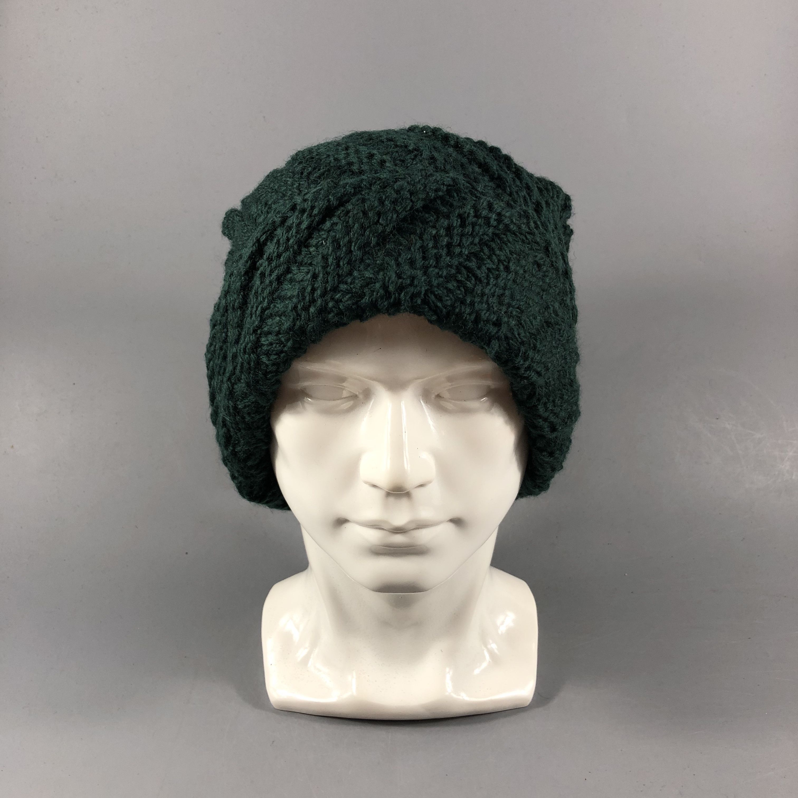 Vintage Unknown Cable Knit Green Beanie Snowcap Snow Hat B868 Size ONE SIZE - 2 Thumbnail