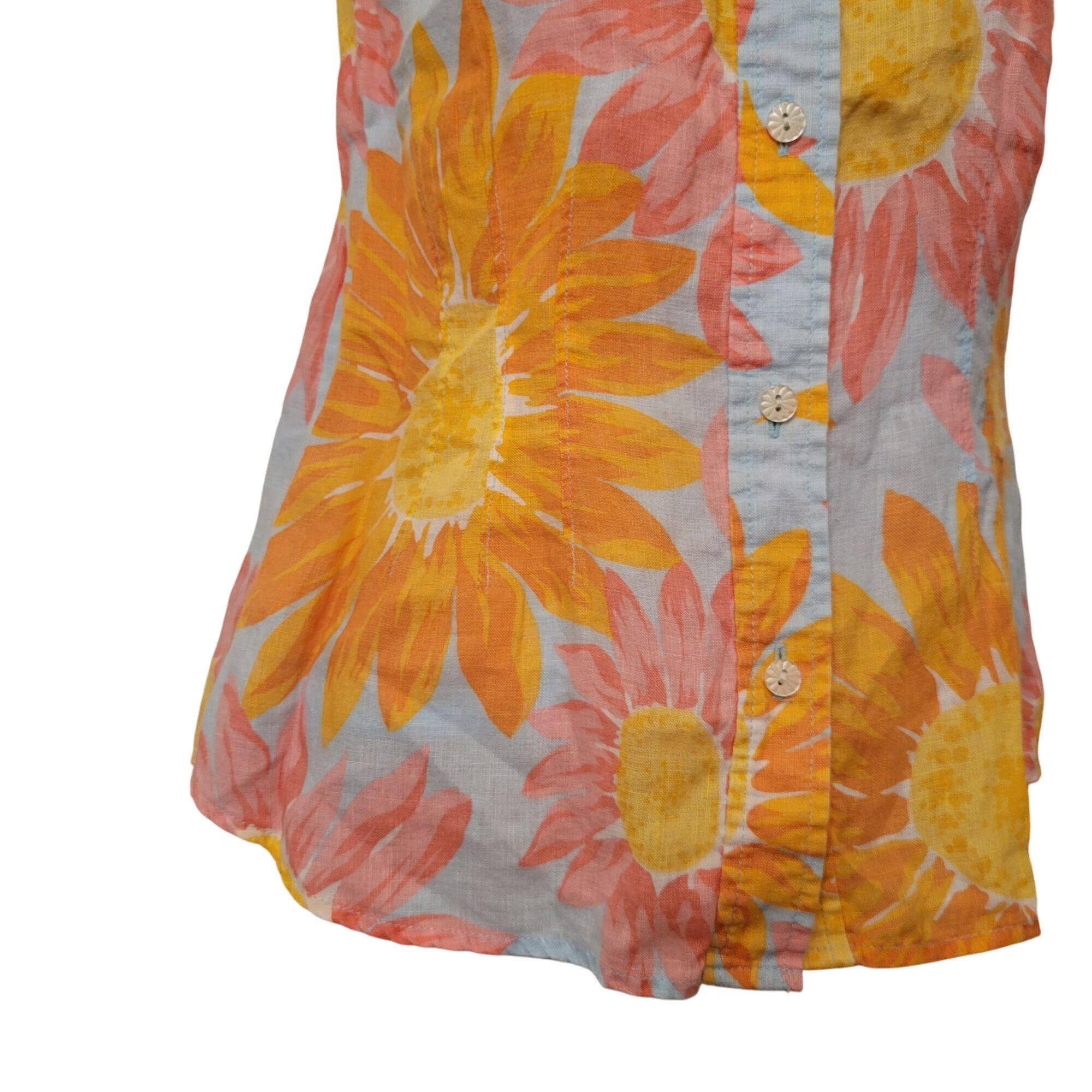 Liz Claiborne Liz Claiborne Sunflower Print Short Sleeve Button Up Blouse Size M / US 6-8 / IT 42-44 - 5 Thumbnail