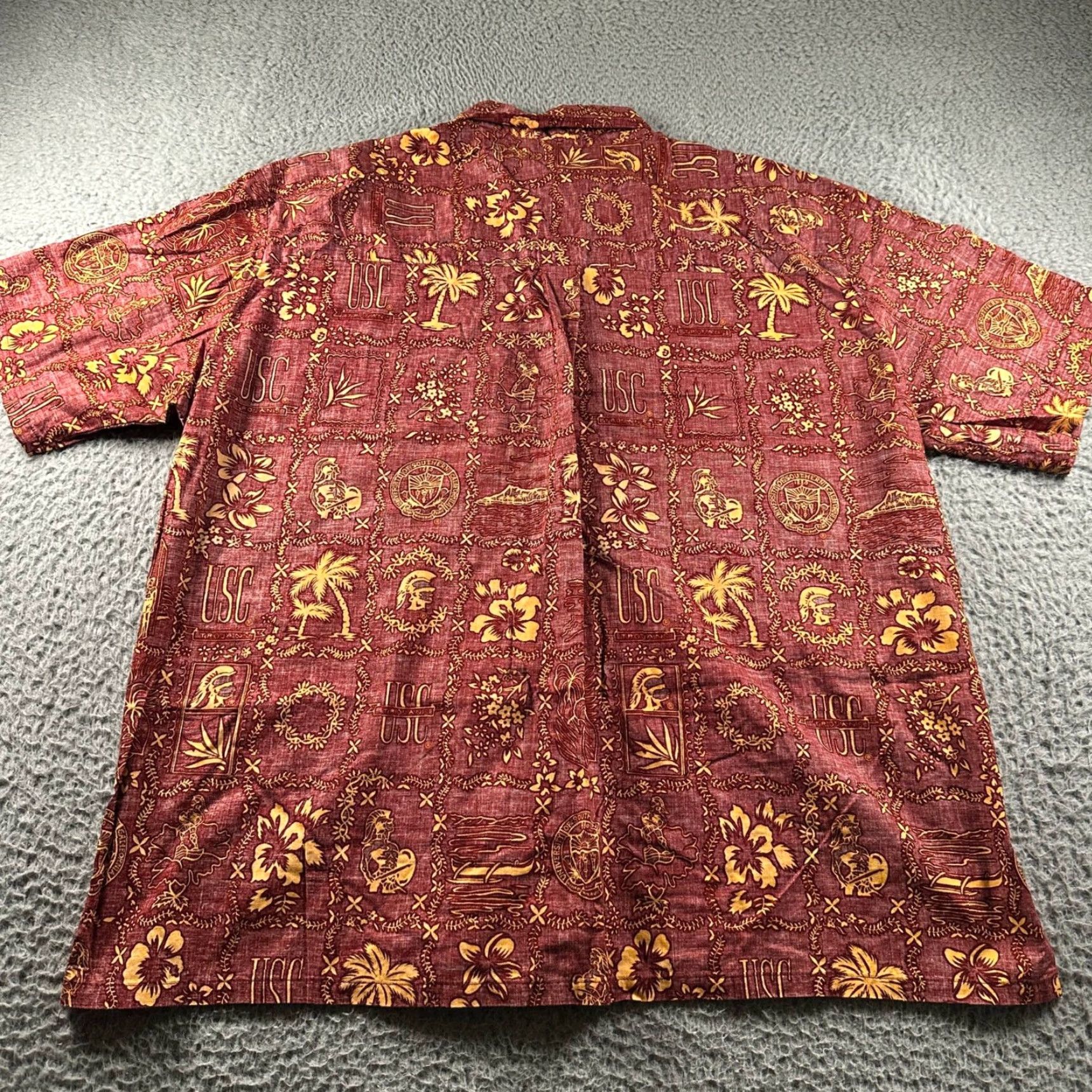 ALOHAS Ke Nui Hawaiian Shirt Mens XXL Burgundy Gold USC Trojans Aloha Button Front Size US XXL / EU 58 / 5 - 4 Thumbnail