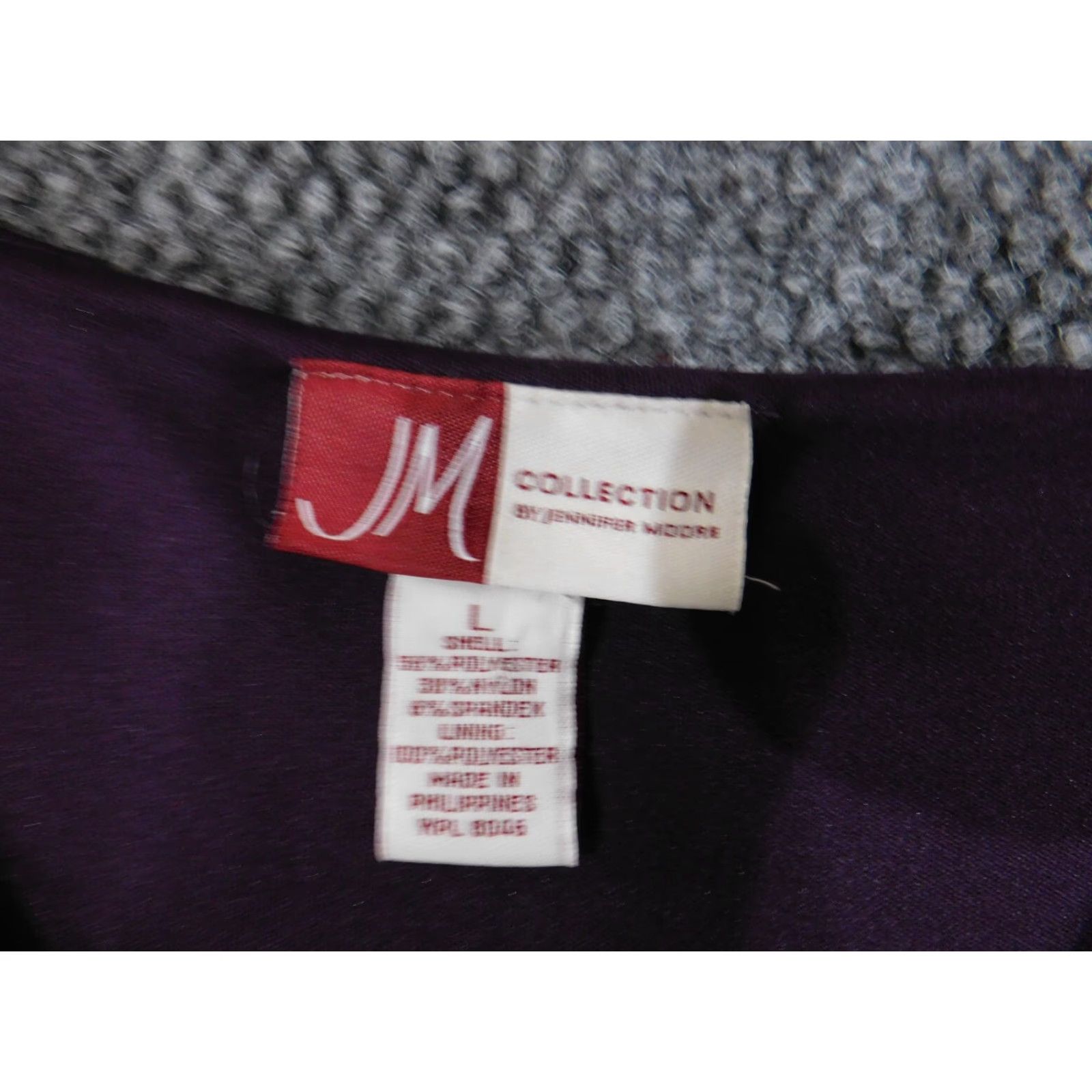 JM Collection JM Collection Blouse Shirt Womens L Purple Geometric Crew Neck Pullover Cap Sleeve Polyester Spandex Rayon Casual Basic Stretch Vintage: No 18-12-23 Size L / US 10 / IT 46 - 4 Thumbnail