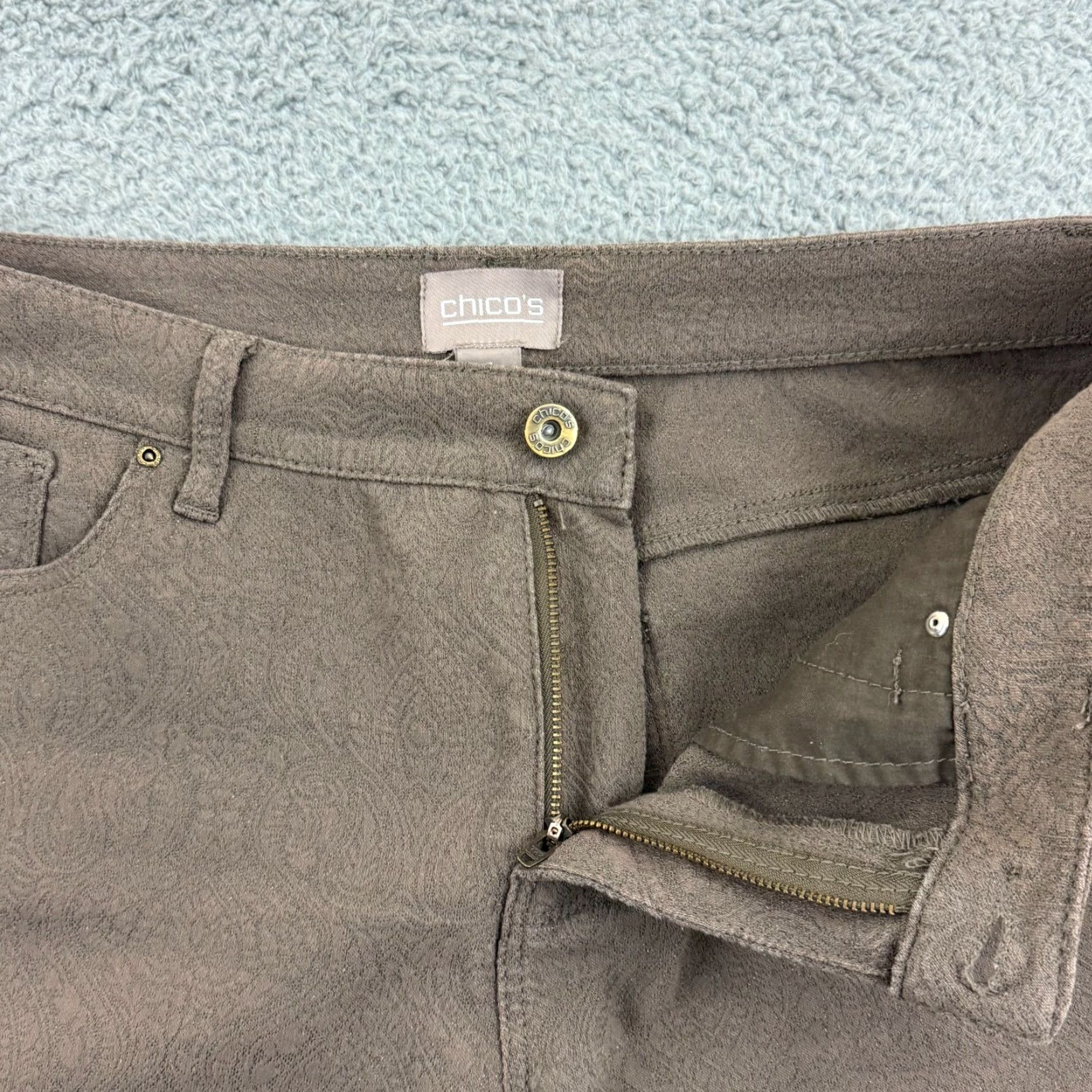 Vintage Chicos Pants Womens 1 Brown Ankle Button Trouser 32x28 Casual Stretch Career Size 25" / US 0 / IT 36 - 6 Thumbnail