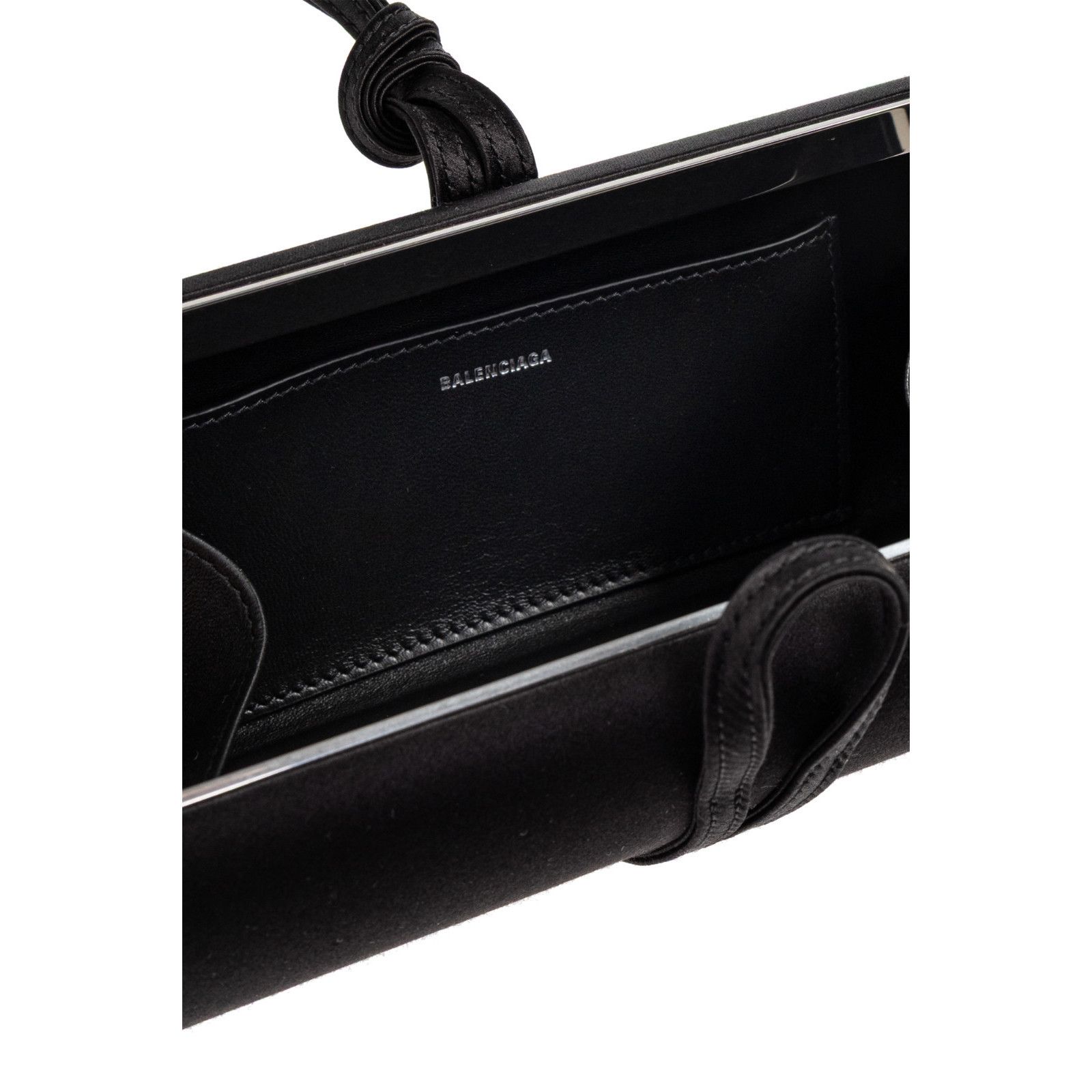 BALENCIAGA Satin Black Top Handle Bag New & Authentic