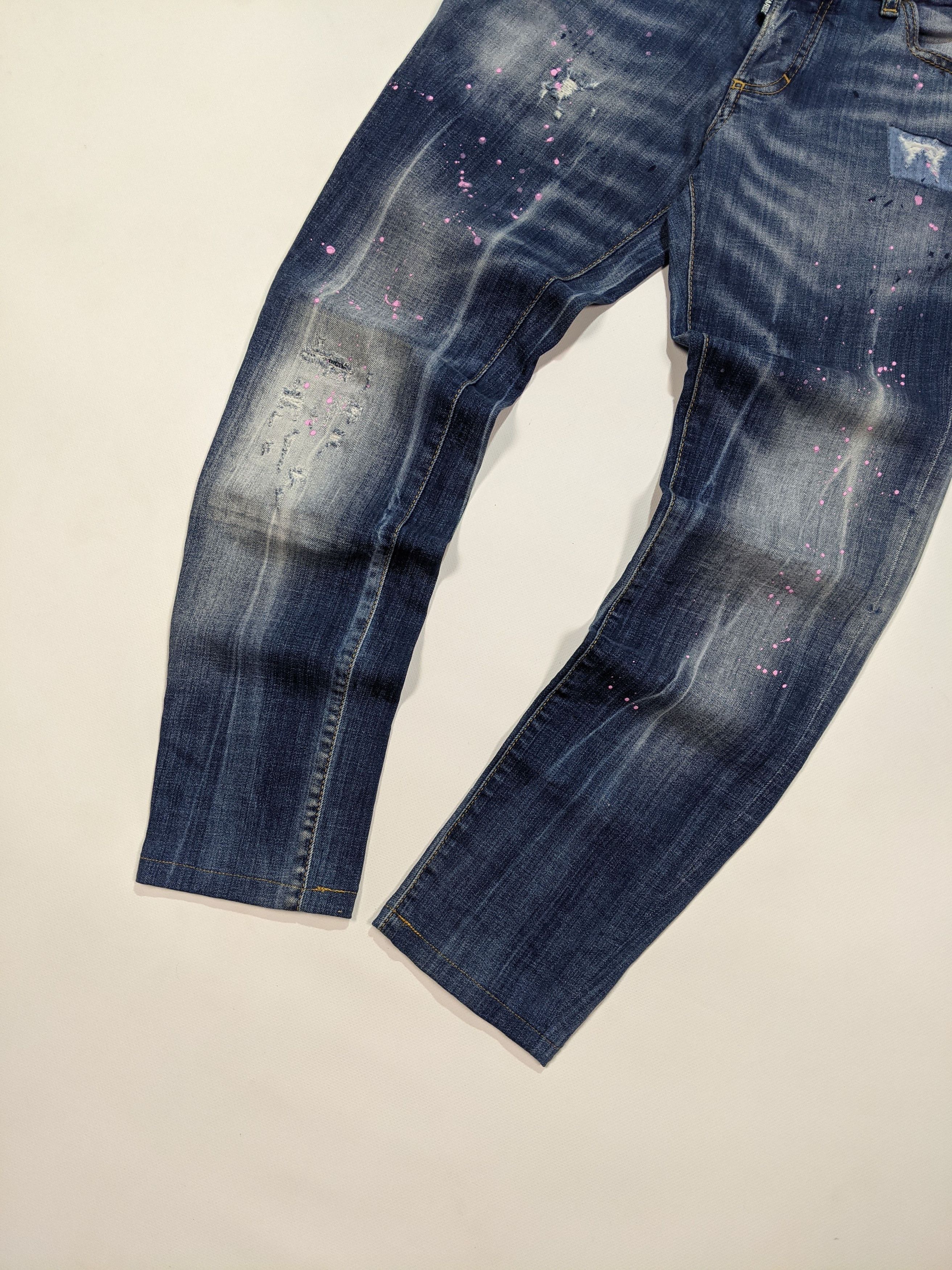 Dsquared2 DSQUARED2 Authentic Men's Blue Distressed Skinny Jeans Size US 31 - 4 Thumbnail