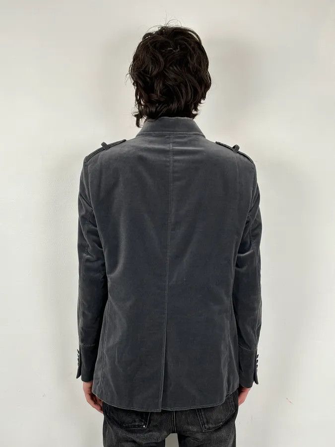 Karl Lagerfeld Lagerfeld Grey Cotton Officer Buttoned Blazer Jacket Size 42R - 3 Thumbnail