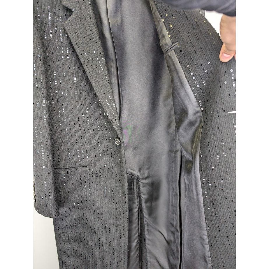 Saint Laurent Paris o1rshd1 Tweed Rayure Long Coat in Noir Brilliant Size US M / EU 48-50 / 2 - 12 Thumbnail