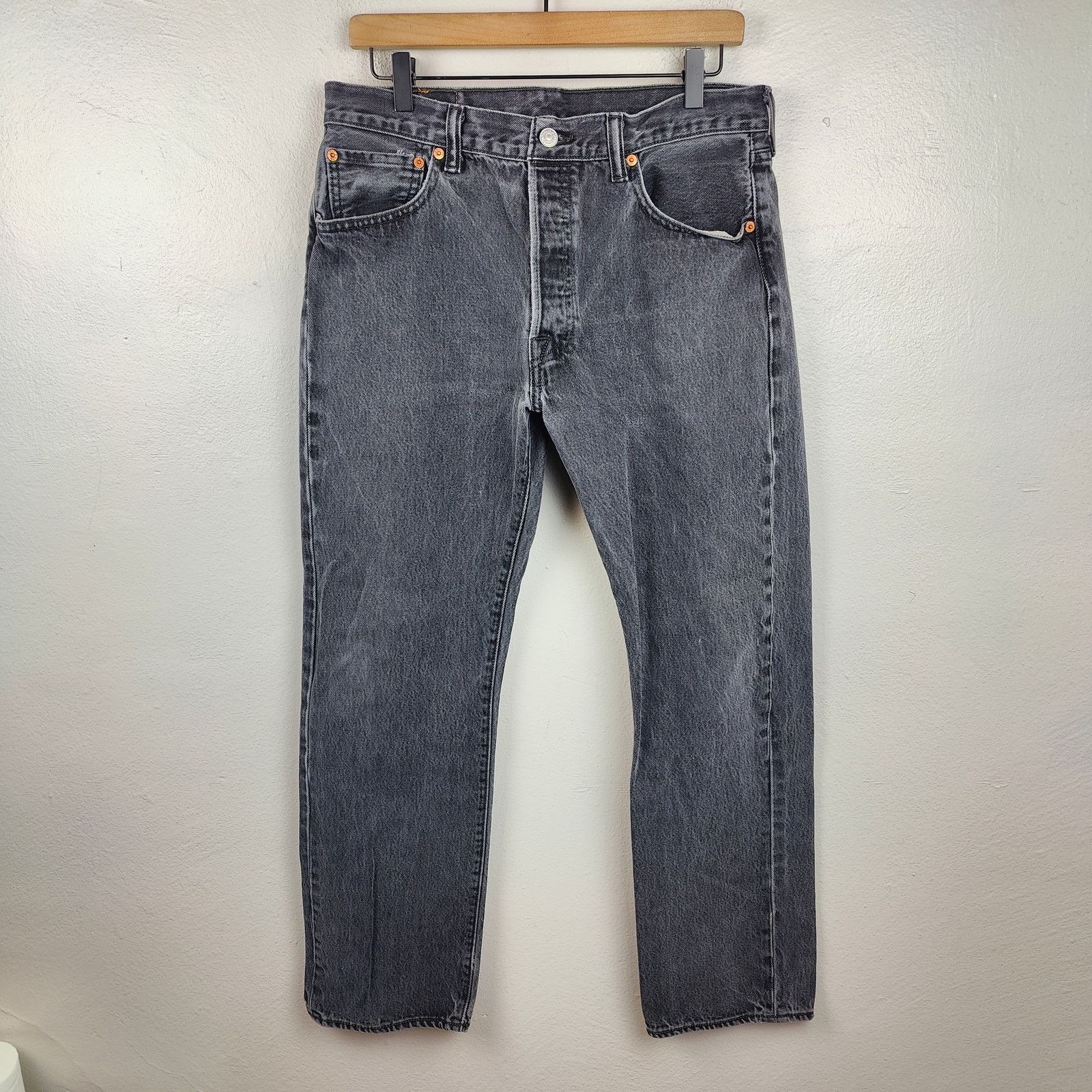 Levi's Levi's 501 Straight Fit Jeans Mens 34x30 Faded Black Wash Size US 34 / EU 50 - 1 Thumbnail