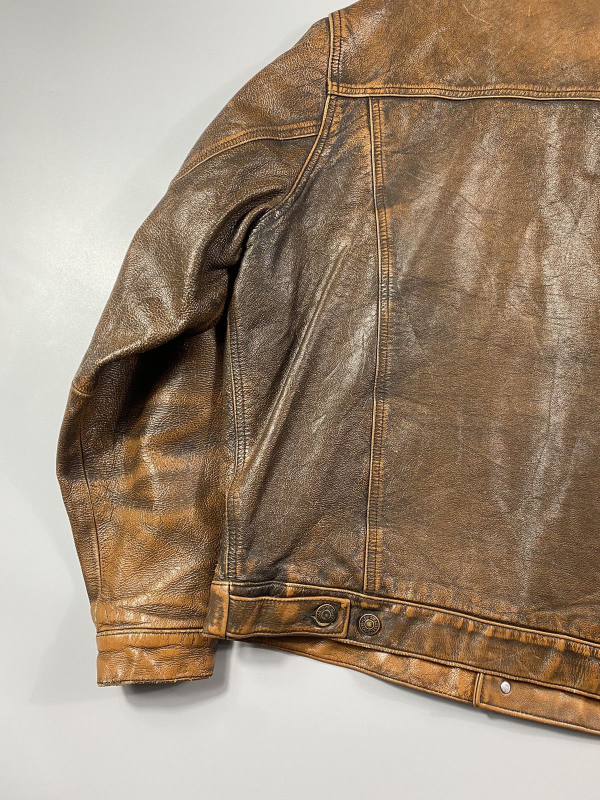 Levi's Grail! 1970s Levis Long Horn Trucker Leather Jacket Size US L / EU 52-54 / 3 - 13 Thumbnail