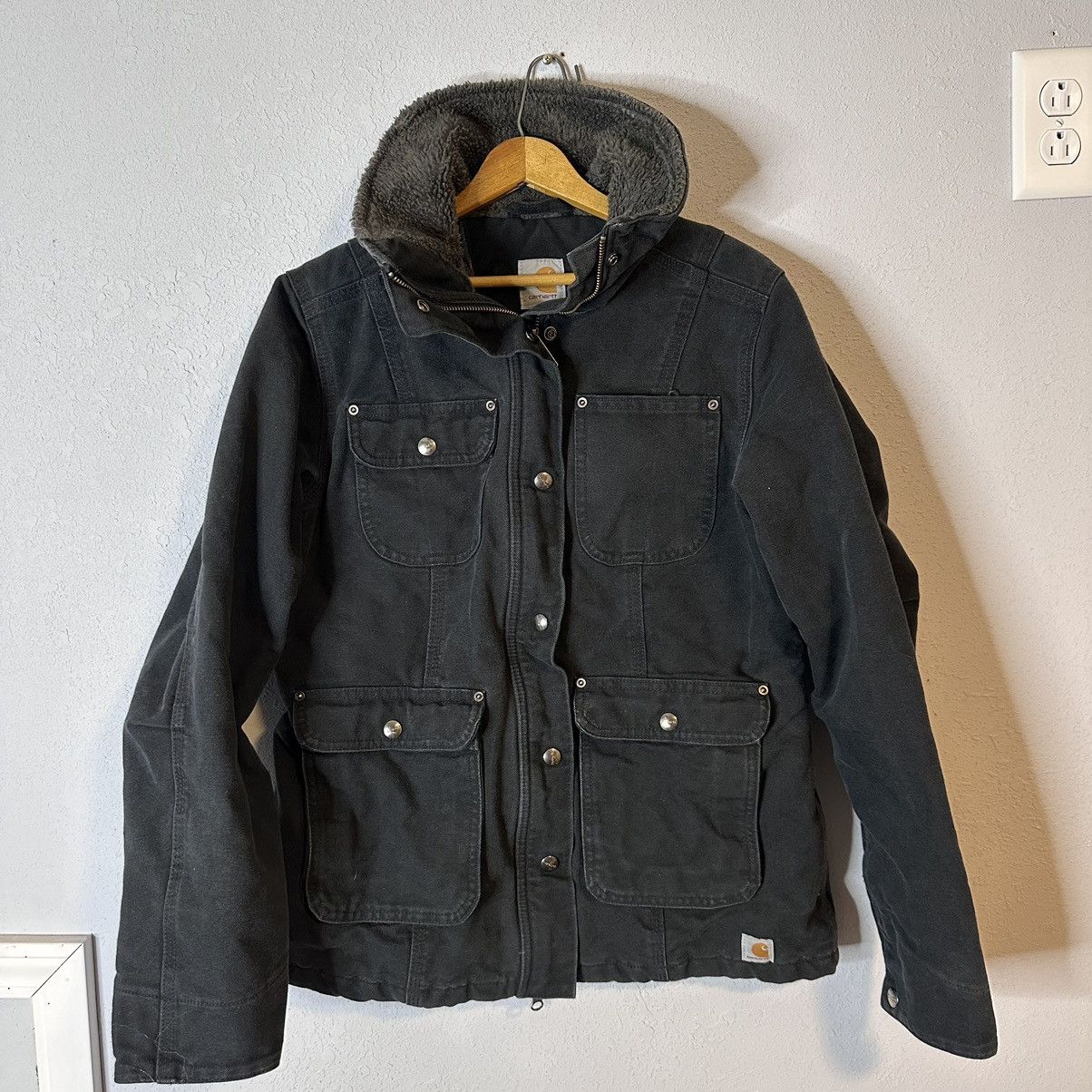 Vintage Carhartt jacket fur lined sz small black y2k