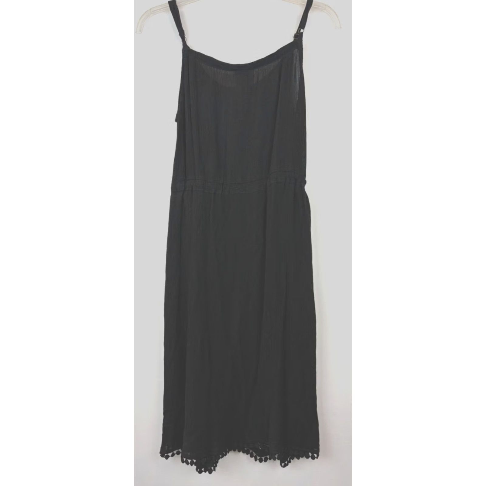 Vintage Knox Rose Mini Dress Womens M Embroidered Peasant Cinch Waist Tassel Geometric Black Sleeveless V-Neck Rayon Short Dress Casual Travel Size M / US 6-8 / IT 42-44 - 2 Thumbnail