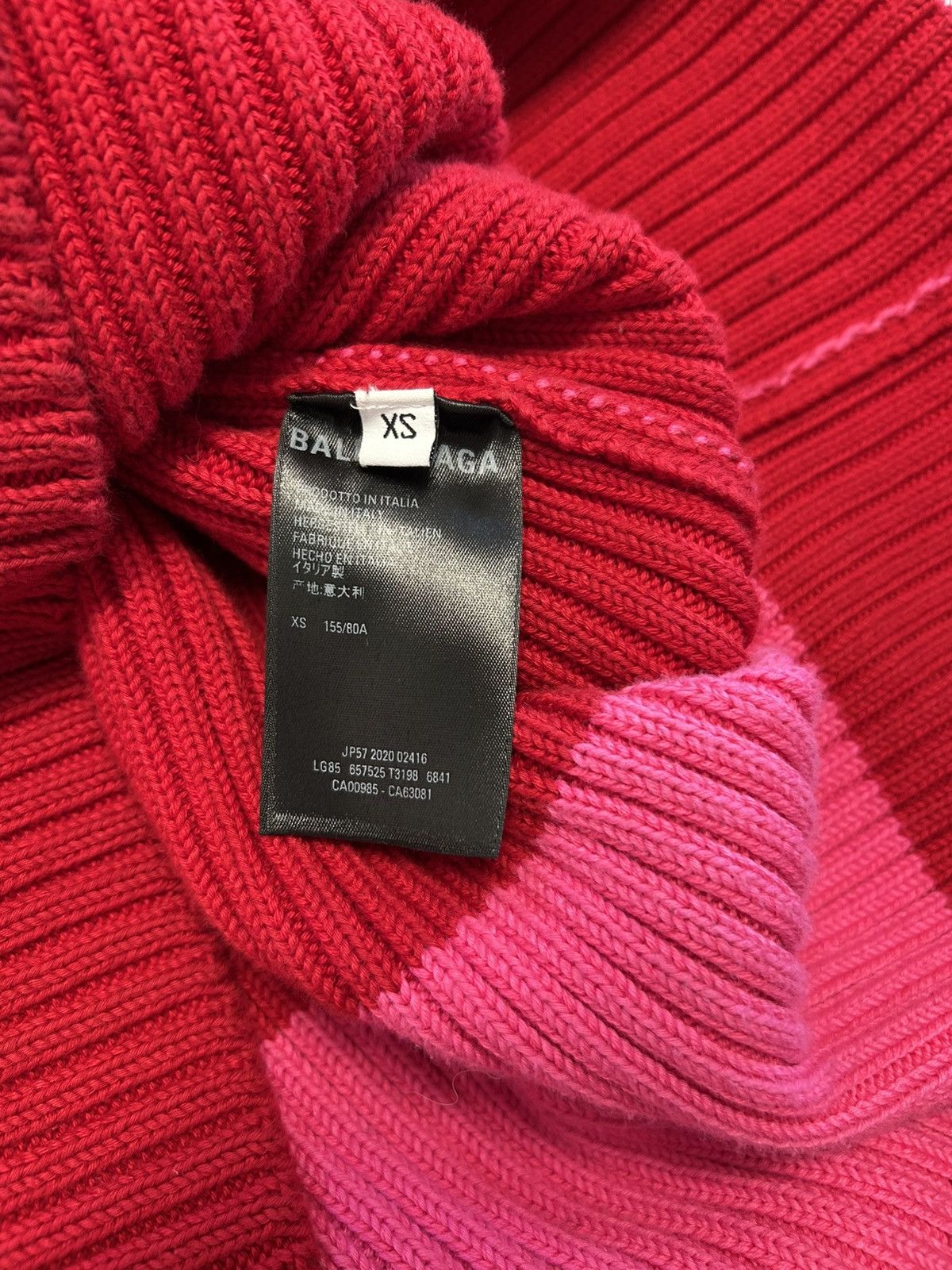 Balenciaga 2020 Bicolor Stripe Logo Knit Red & Pink Size US XS / EU 42 / 0 - 5 Thumbnail
