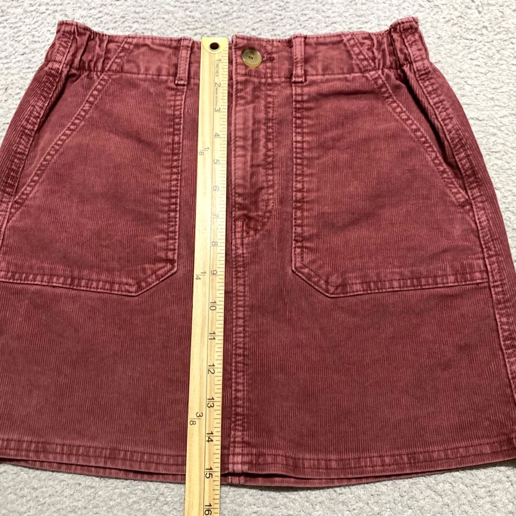 American Eagle Outfitters American Eagle Outfitters Skirt Womens 2 Red Corduroy Mini Stretch Pockets Front Button Casual Preppy Shorts Womens Size 26" / US 2 / IT 38 - 6 Thumbnail