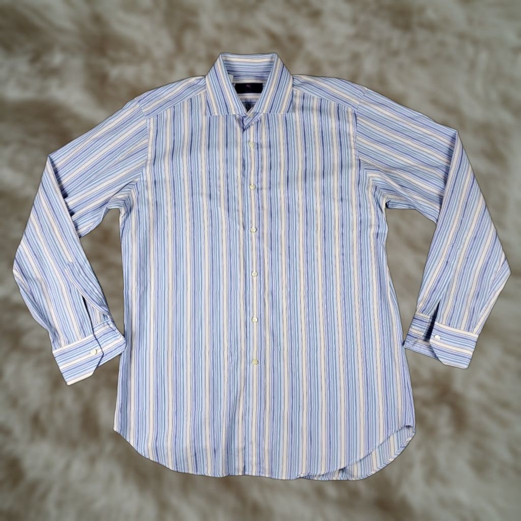 Etro ETRO Button-Up Shirt Mens Size 41 Blue Striped Made in Italy Long Sleeve Regular Fit Size US L / EU 52-54 / 3 - 1 Thumbnail