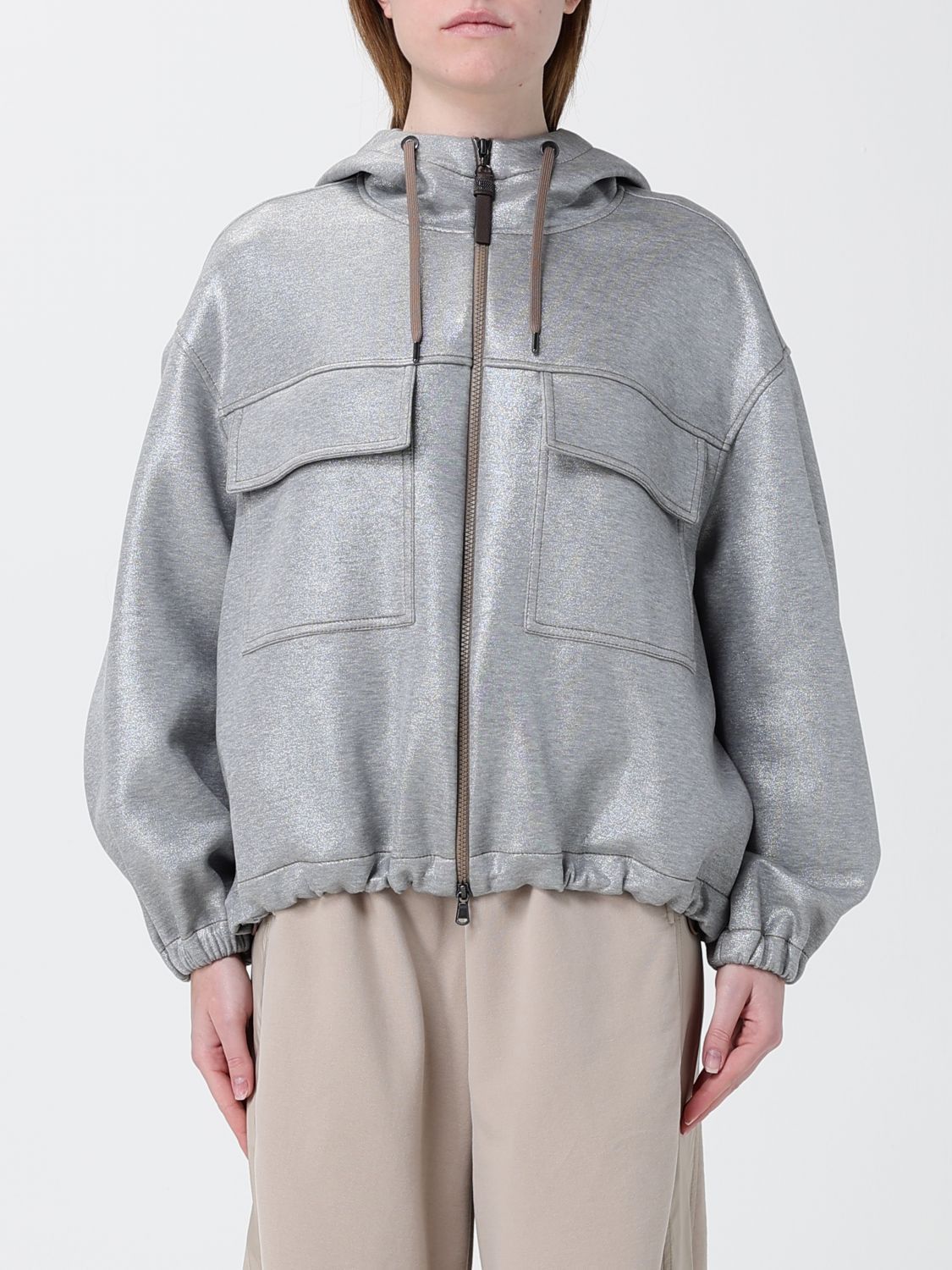 Brunello Cucinelli Brunello Cucinelli Jacket Woman Silver Size S / US 4 / IT 40 - 1 Thumbnail