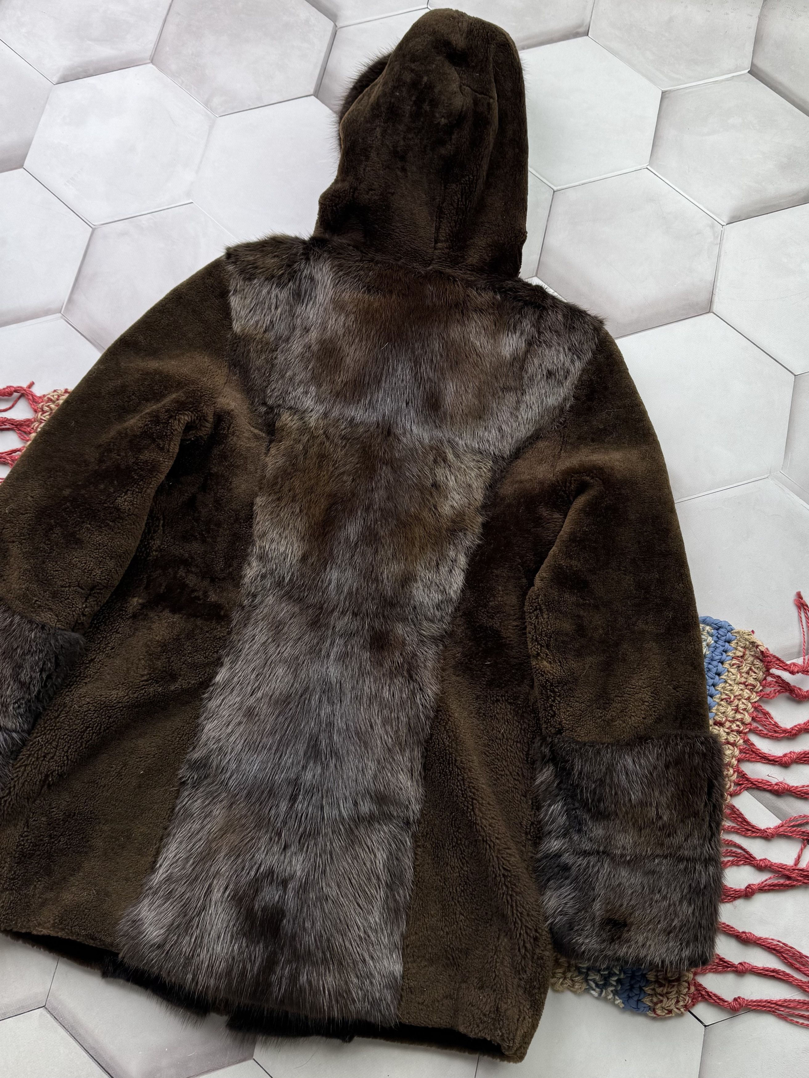 Vintage 90s Real Sheepskin Hooded Jacket With Real Fur (E4) Size M / US 6-8 / IT 42-44 - 12 Thumbnail