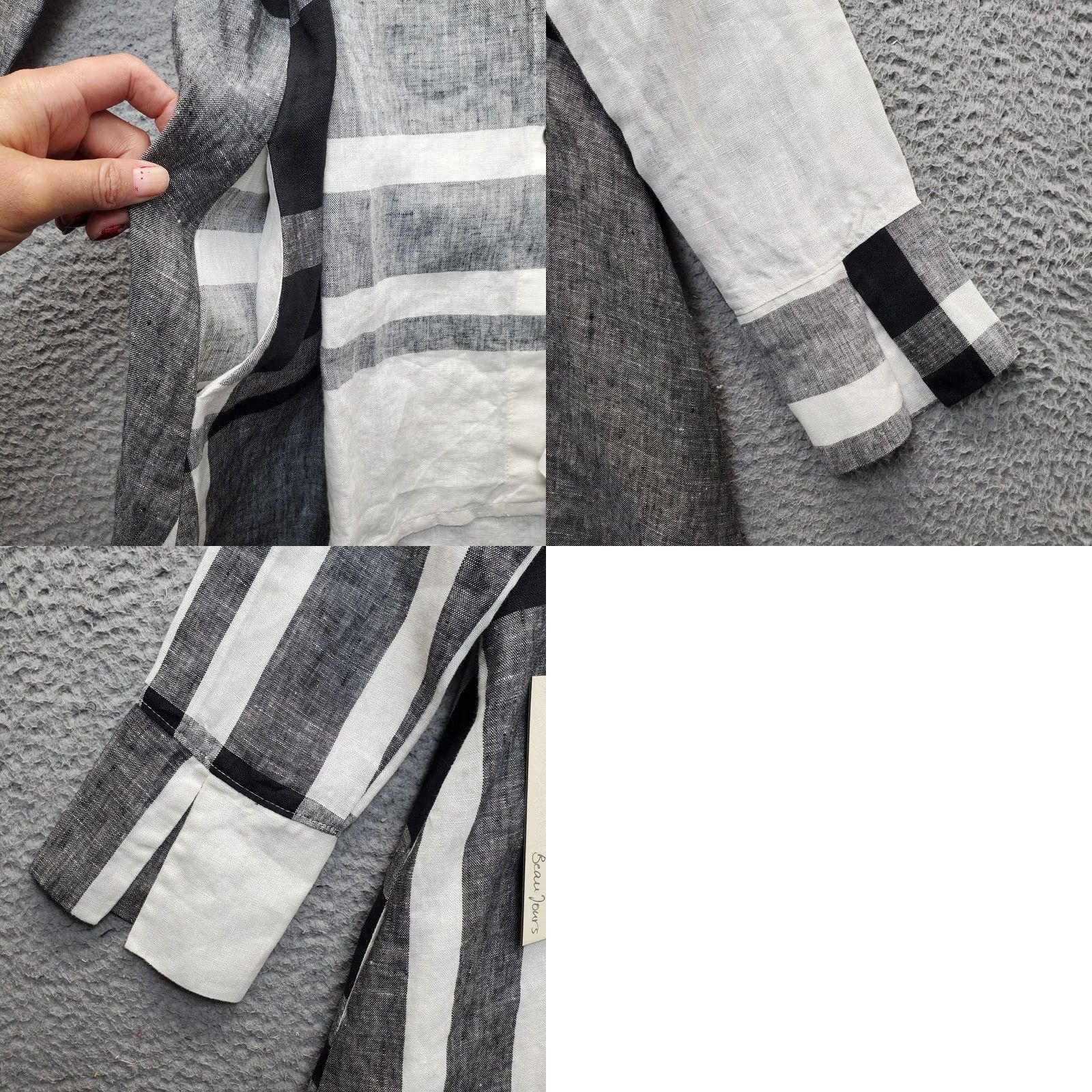 Vintage Beau Jours Tunic Shirt Womens M Multi Plaid High Low Cuff Slit Collar Button Up - Comfortable Size M / US 6-8 / IT 42-44 - 8 Thumbnail
