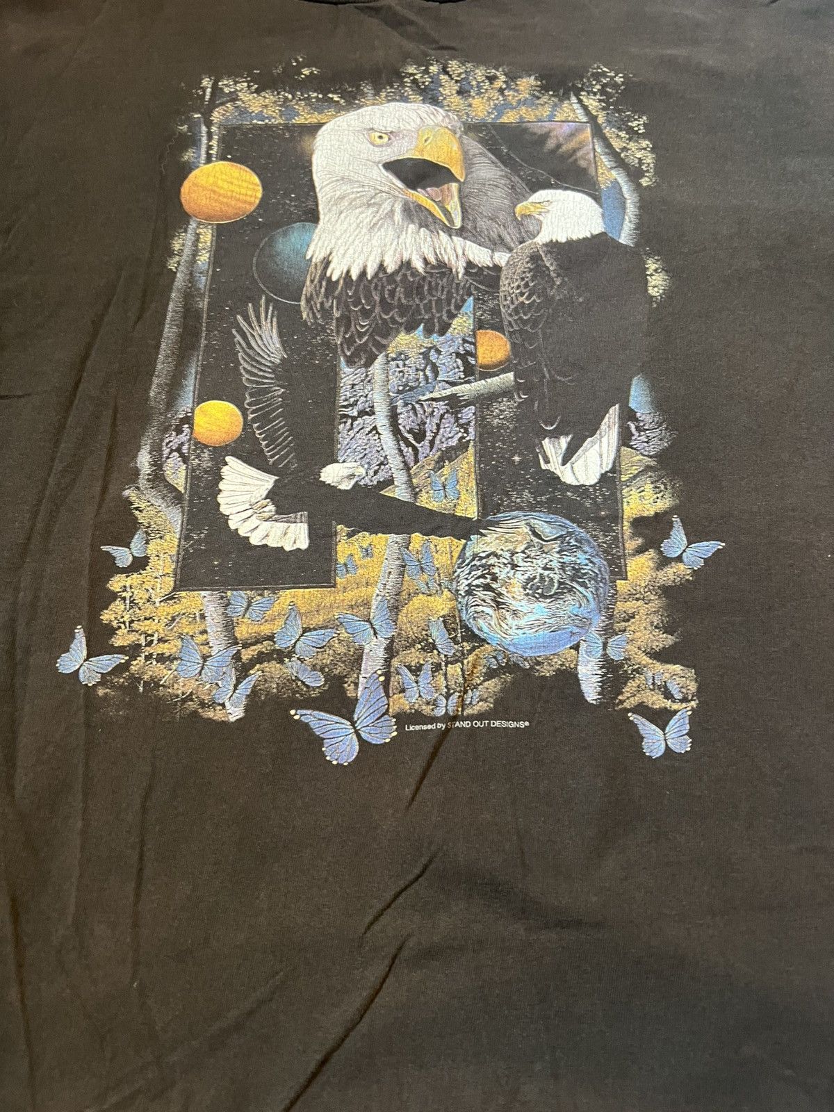Vintage THRASHED Vintage Eagle Butterfly American shirt - black - L Size US L / EU 52-54 / 3 - 2 Thumbnail