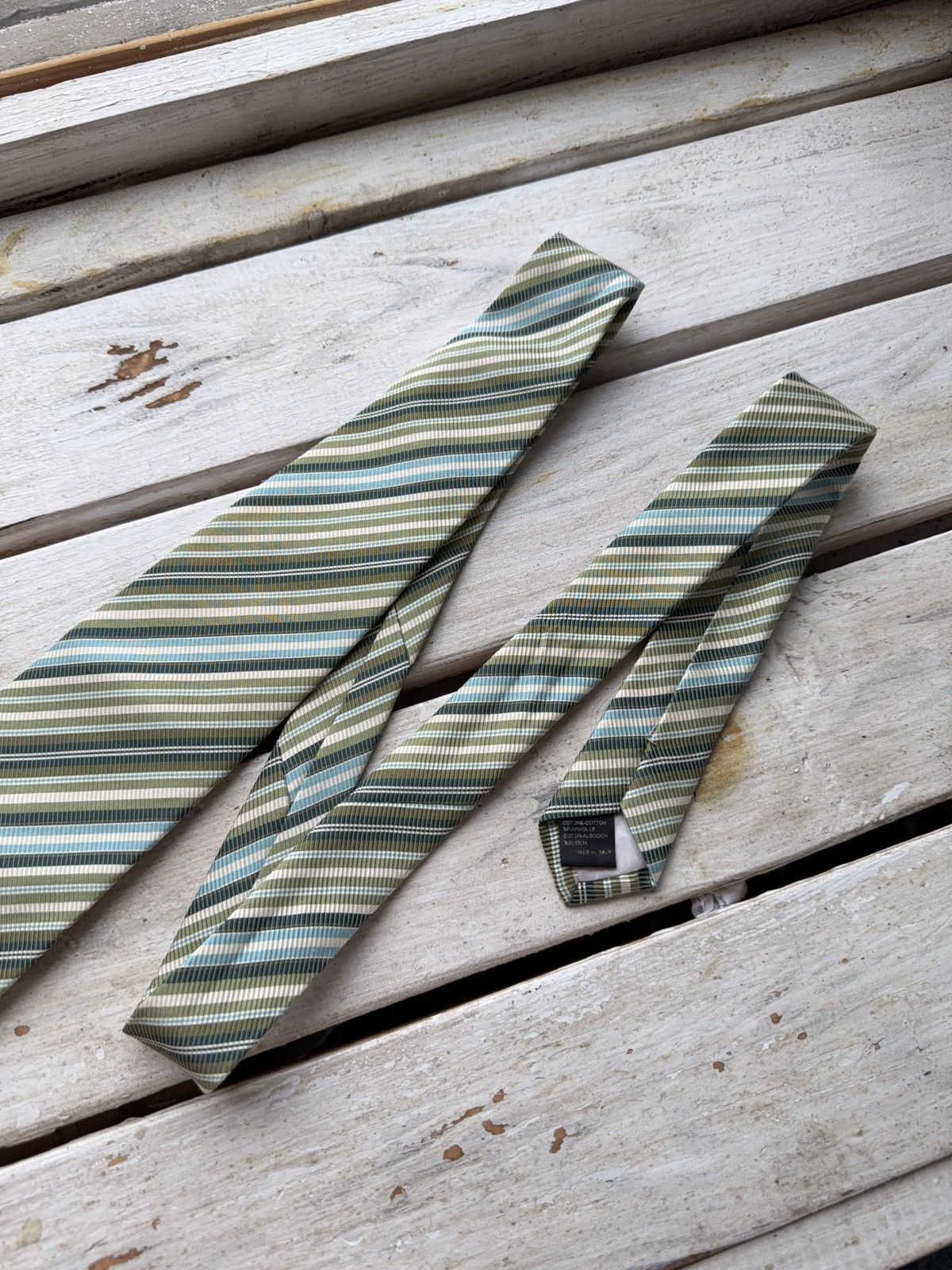 Designer × Hugo Boss Hugo Boss Green Striped Cotton Tie Made in Italy Size ONE SIZE - 3 Thumbnail