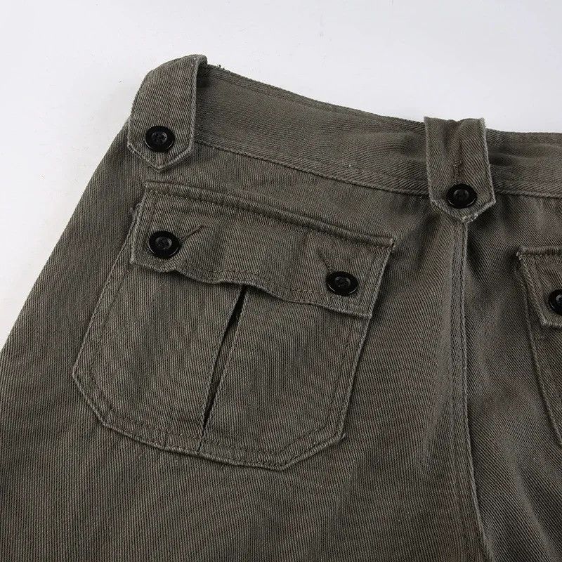 Vintage Denim Pants Women Pockets Stitching Straight Cargo Pants Size 30" / US 8 / IT 44 - 6 Thumbnail