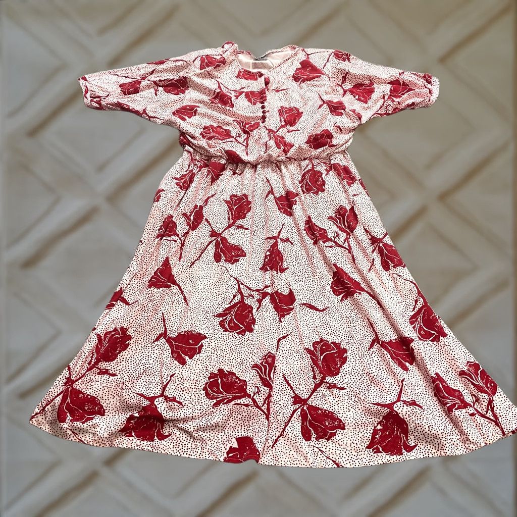 Vintage JP Collections Dress Womens L Pink Floral Fit and Flare Short Sleeve Size 36" / US 14 / IT 50 - 1 Thumbnail