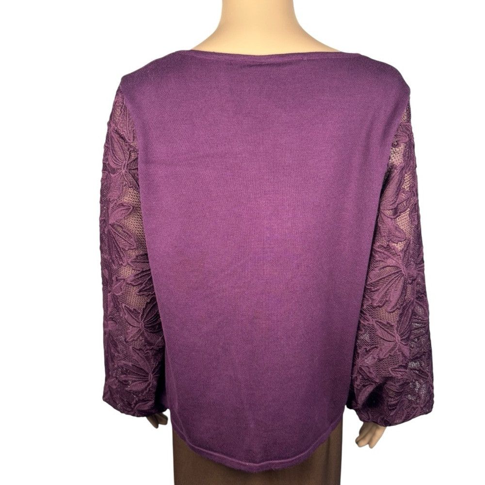Adrianna Papell NWT New $89 Adrianna Papell Purple Knit Lace Balloon Sleeve Size L / US 10 / IT 46 - 4 Thumbnail