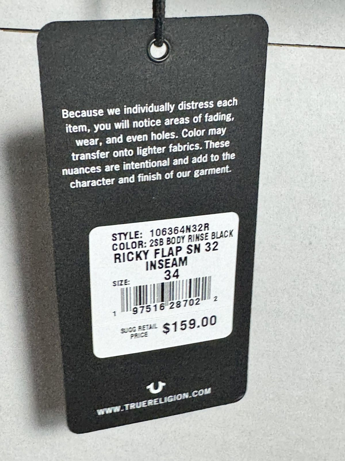 Nike True Religion Ricky Flap Jeans Black 34 x 32 NWT Size US 28 / EU 44 - 11 Thumbnail